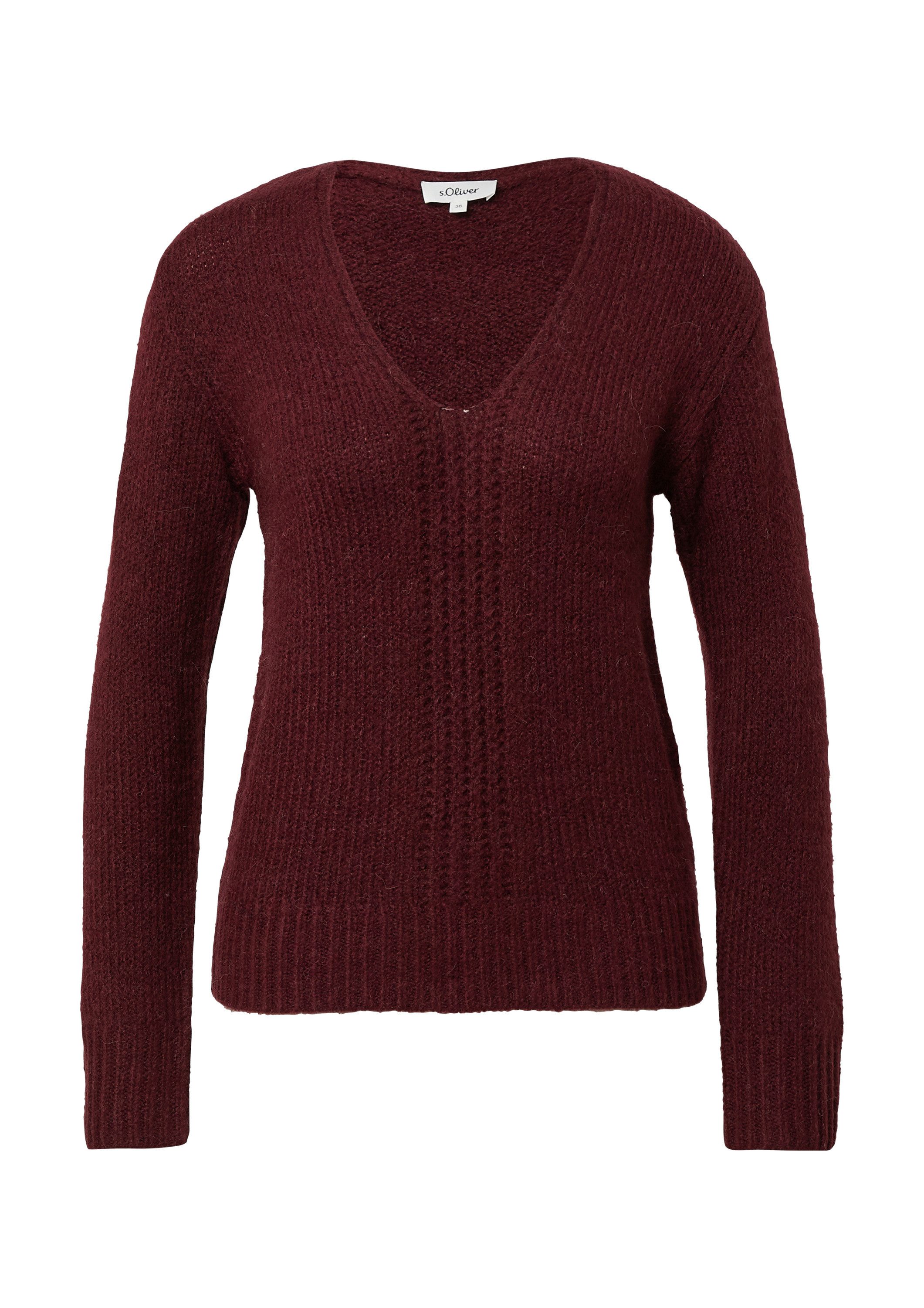 s.Oliver Longpullover Strickpullover Alpakamixpullover mit Strickmuster günstig online kaufen