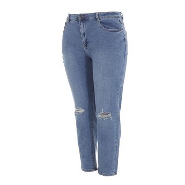 Ital-Design Relax-fit-Jeans Damen Freizeit Destroyed-Look Stretch Relaxed Fit Jeans in Blau