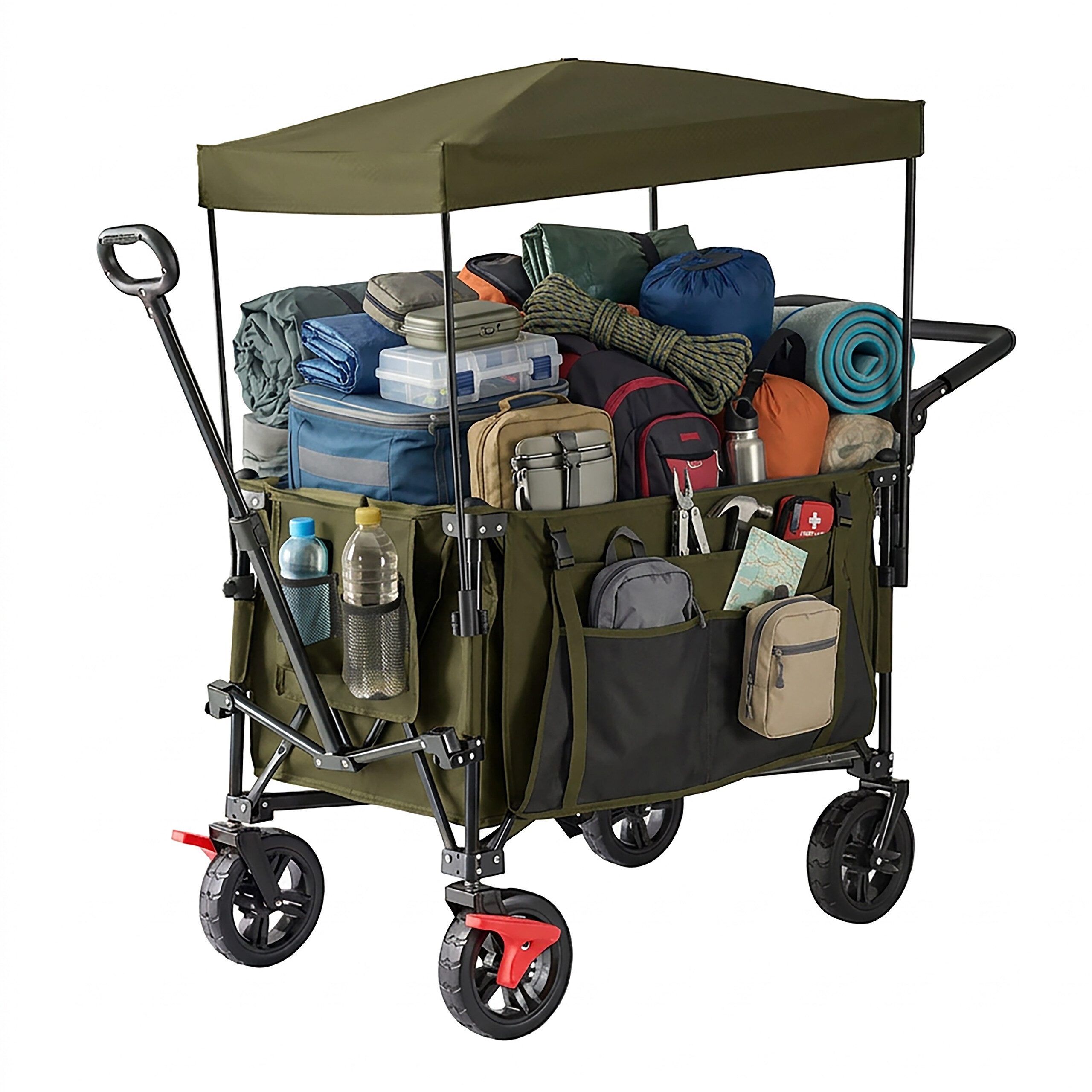 relaxdays Bollerwagen Faltbarer Bollerwagen mit Dach (1-tlg), grün