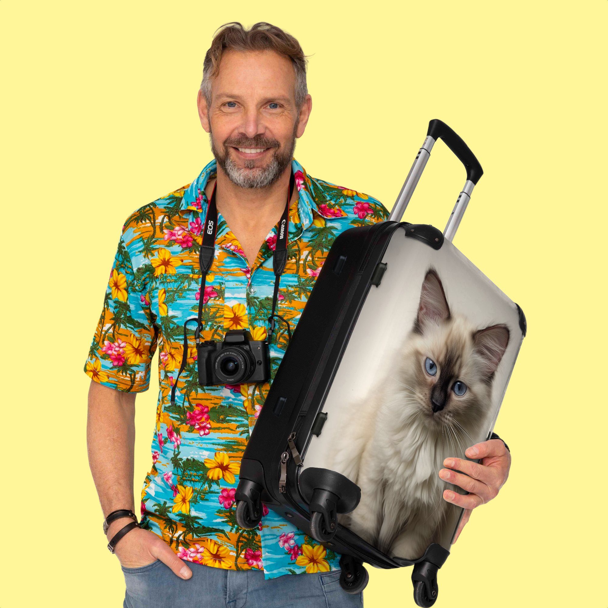 Aufgabegepäck Koffer Trolley Rollen, Reisekoffer Tiere Katze, Katze 67x43x25cm - mit Rollkoffer - - NoBoringSuitcases.com© 4 Große Ragdoll 4 Rollen -