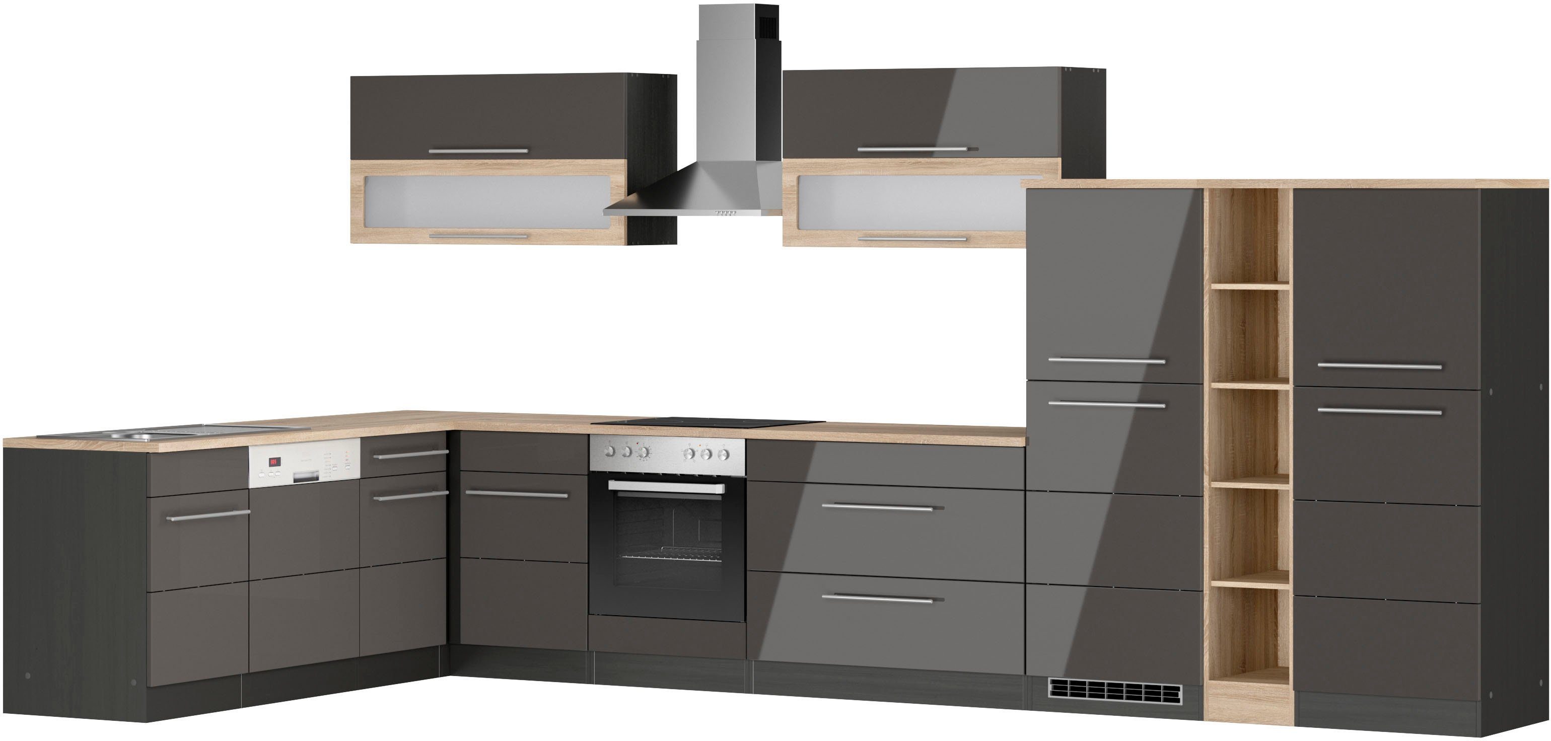 KOCHSTATION Winkelküche KS-Wien, Stellbreite 220 x 420 cm, wahlweise mit E-Geräten