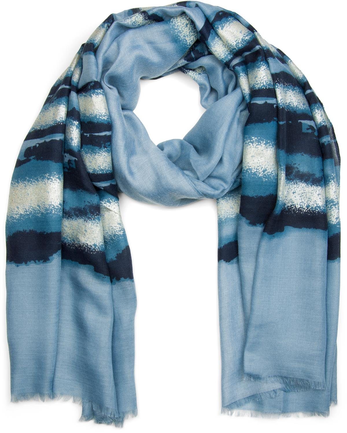 styleBREAKER Modeschal, (1-St), Schal mit Metallic Streifen Muster Blau | Modeschals