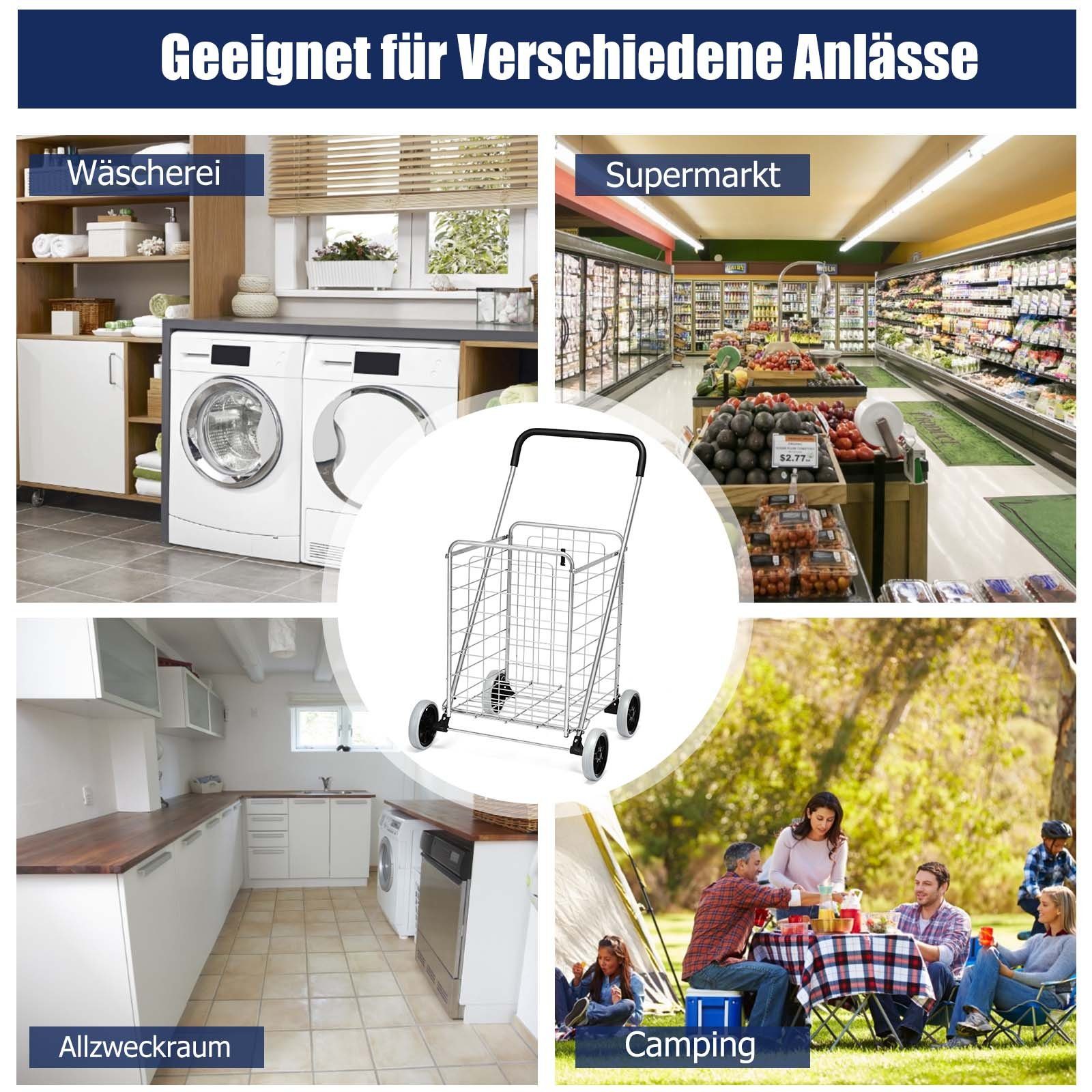 COSTWAY Einkaufstrolley, 83L, mit Rädern & Griff, bis 45 kg belastbar