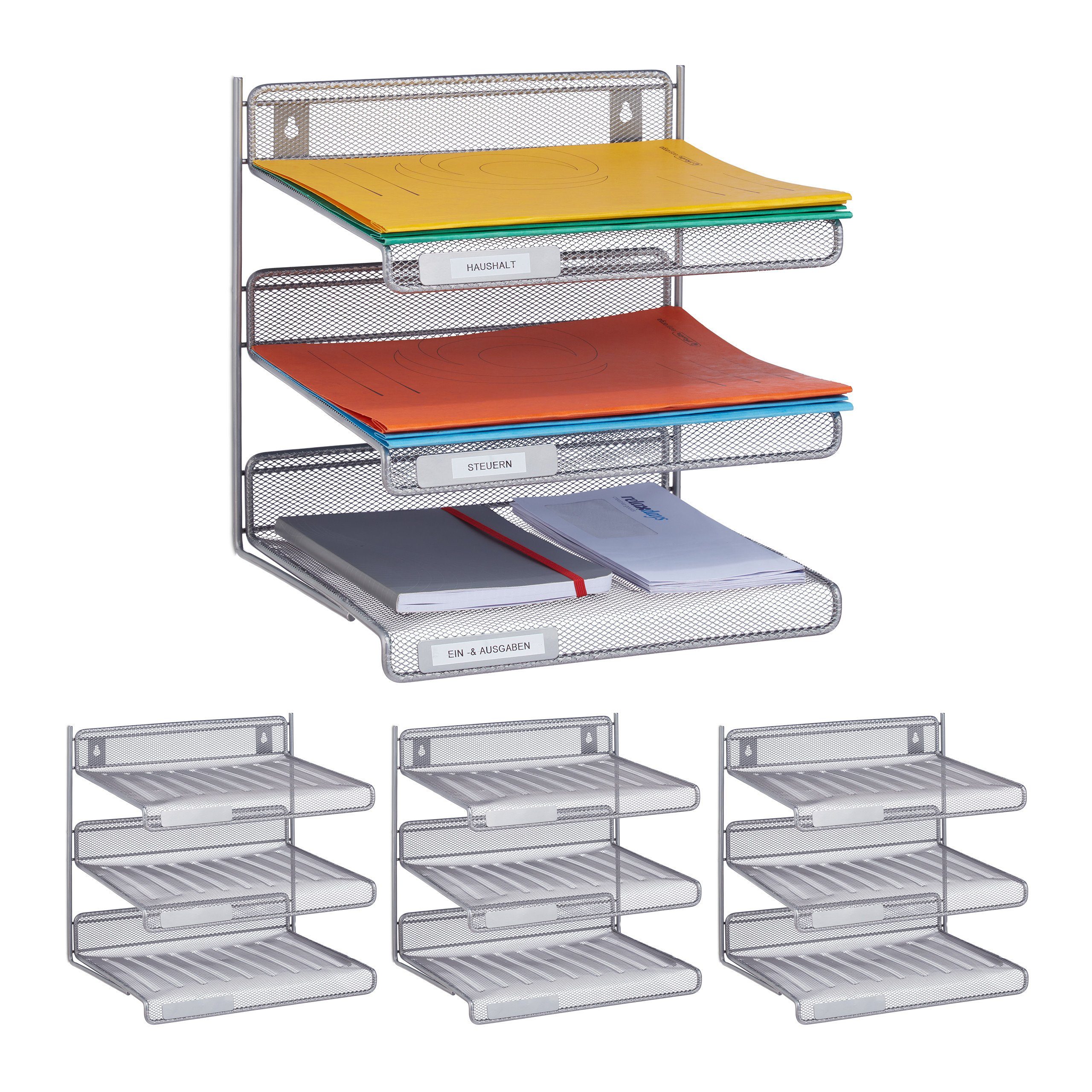 Briefablage 4 x Dokumentenablage Metall 3 Fächer