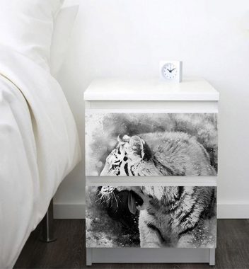 MyMaxxi Möbelfolie Kommodenaufkleber Malm gemalter Tiger schwarz weiß