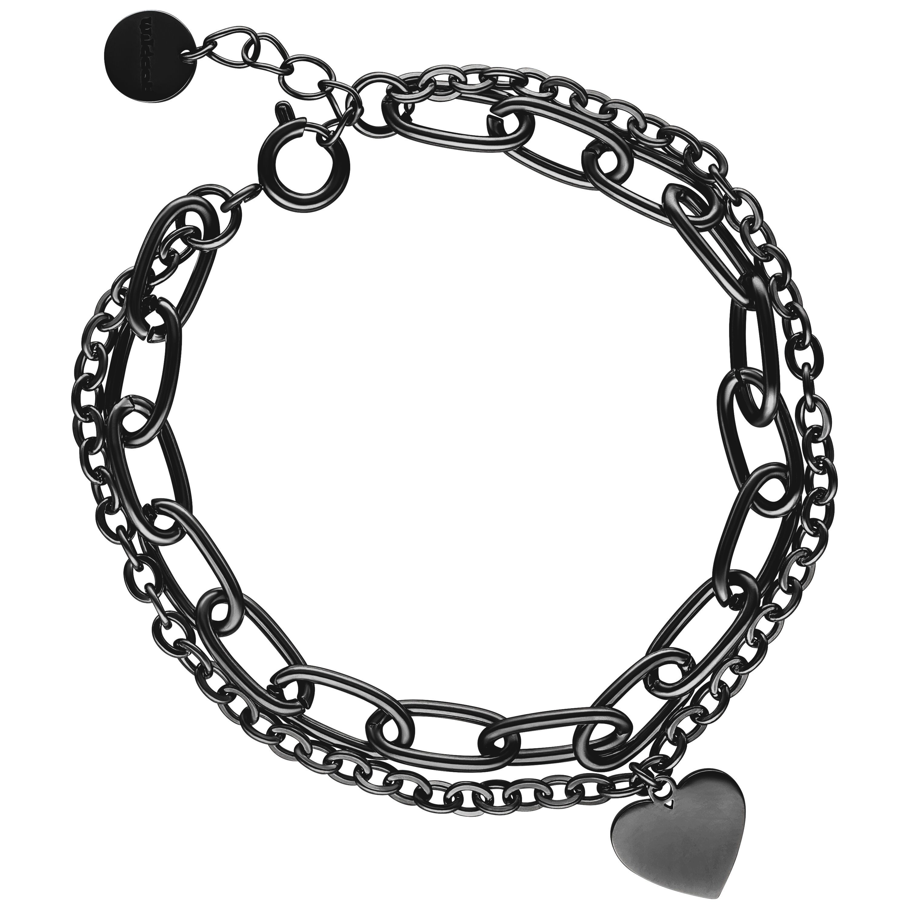 Wildcat Armband Chunky Heart Armband - Schwarz, Chirurgenstahl 316L - wasserfest, langlebig, hautverträglich