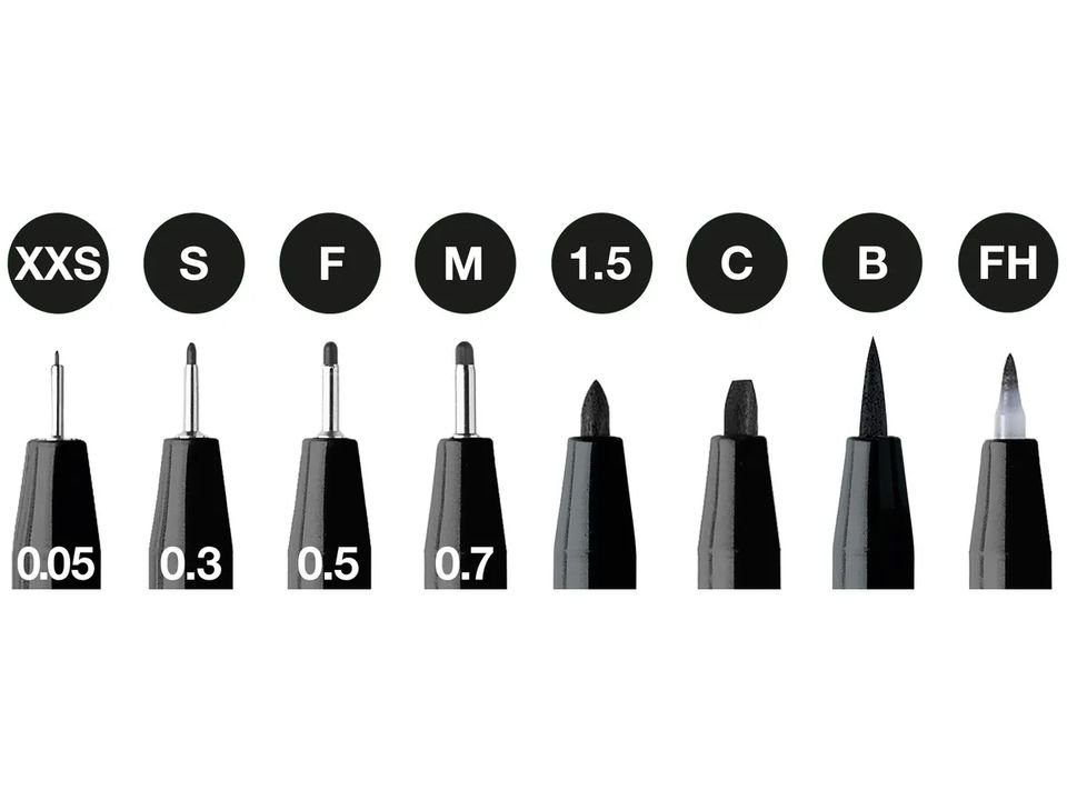Faber-Castell Fineliner 8 Pitt Artist Pens Schwarz, Tuschestifte