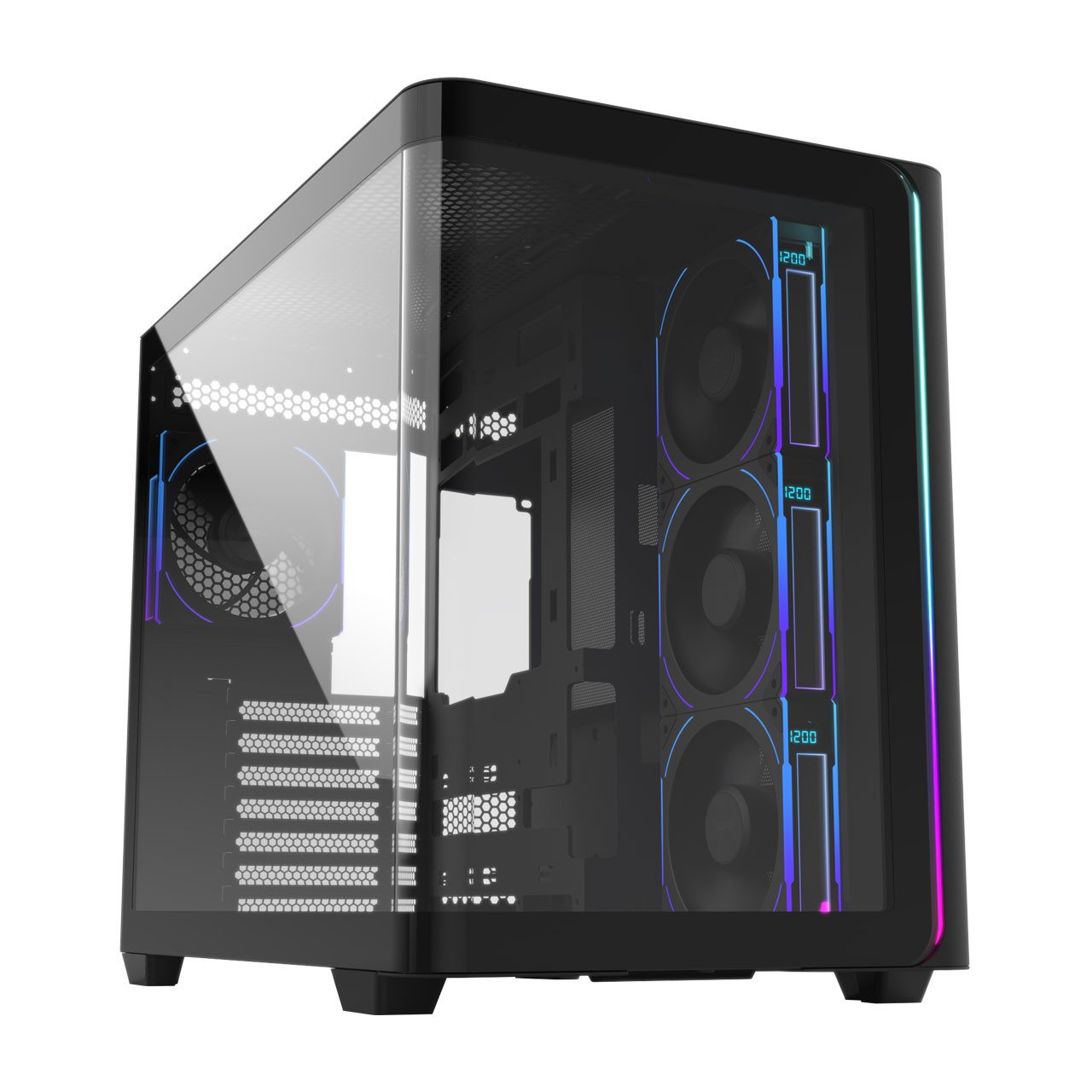 FSP PC-Gehäuse M580 Plus, Tower-Gehäuse schwarz, Tempered Glass