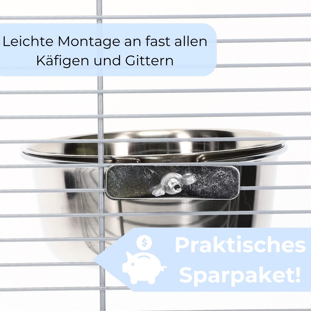 GarPet Napf 2er Set Edelstahlnapf zum Einhängen Vogel Hunde Hasen Katzen Napf