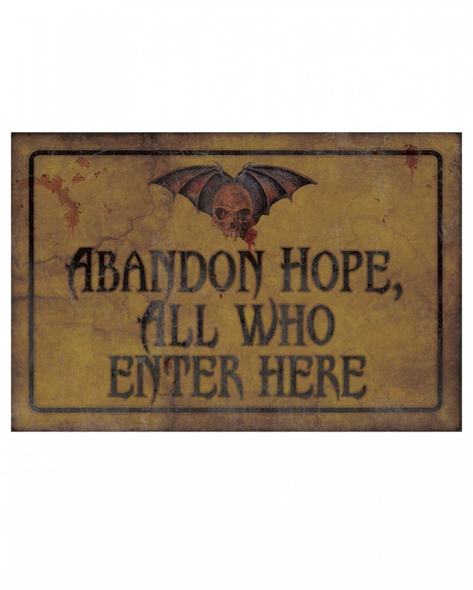 Horror-Shop Dekofigur Antikes Gothic Abandon Hope Schild 43 x 11 cm