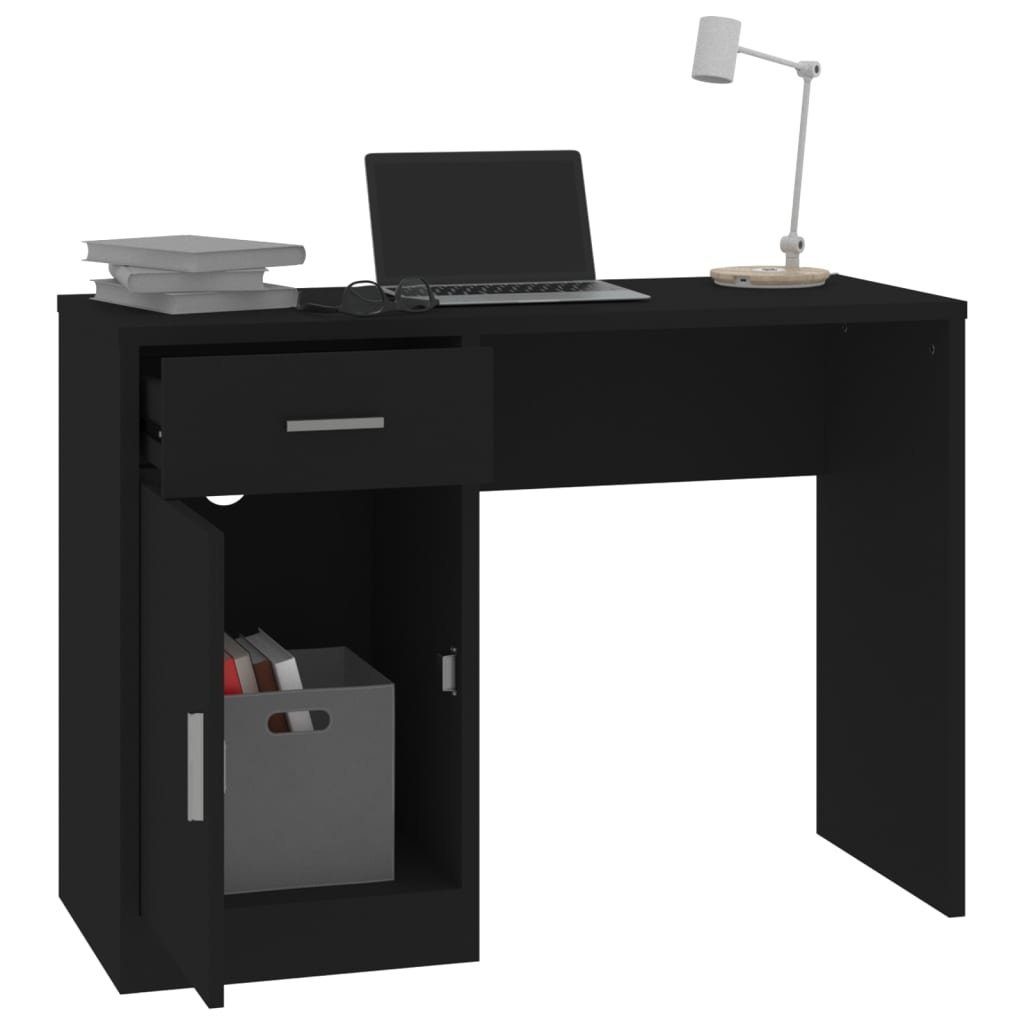 Computertisch Holzwerkstoff Schreibtisch mit Schwarz cm Schublade Weiß 100x40x73 und Schrank vidaXL