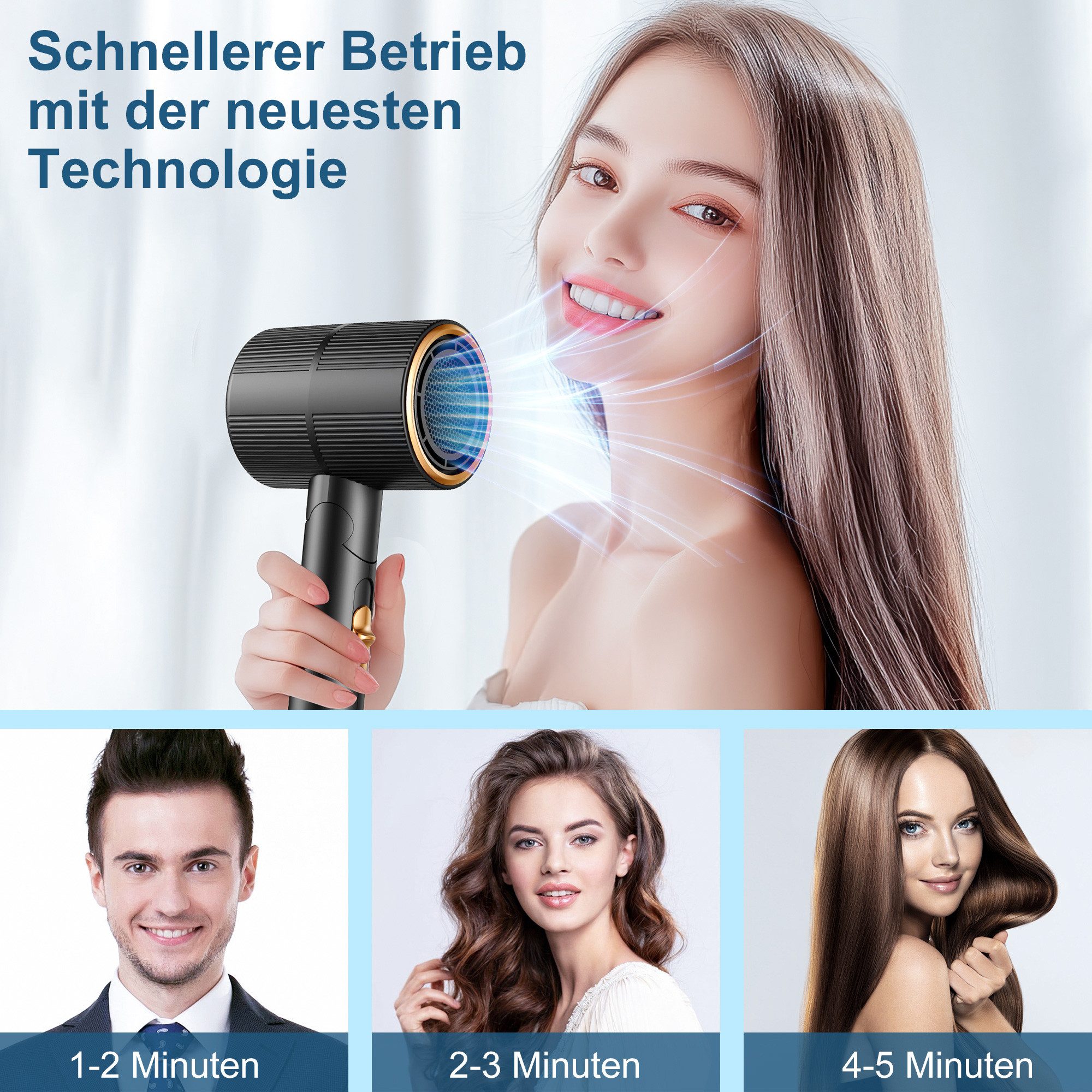 ibettertec Haartrockner Haartrockner Föhn,2026 Haartrockner Ionen mit Diffusor, 2400 W, Konzentrator-Düse, 2400 W, Turbo-Ultra-Leise-Motor, föhn 4-in-1, 4, Heiz&2 Geschwindigkeitsstufen, mit Schnelle Aufheizung