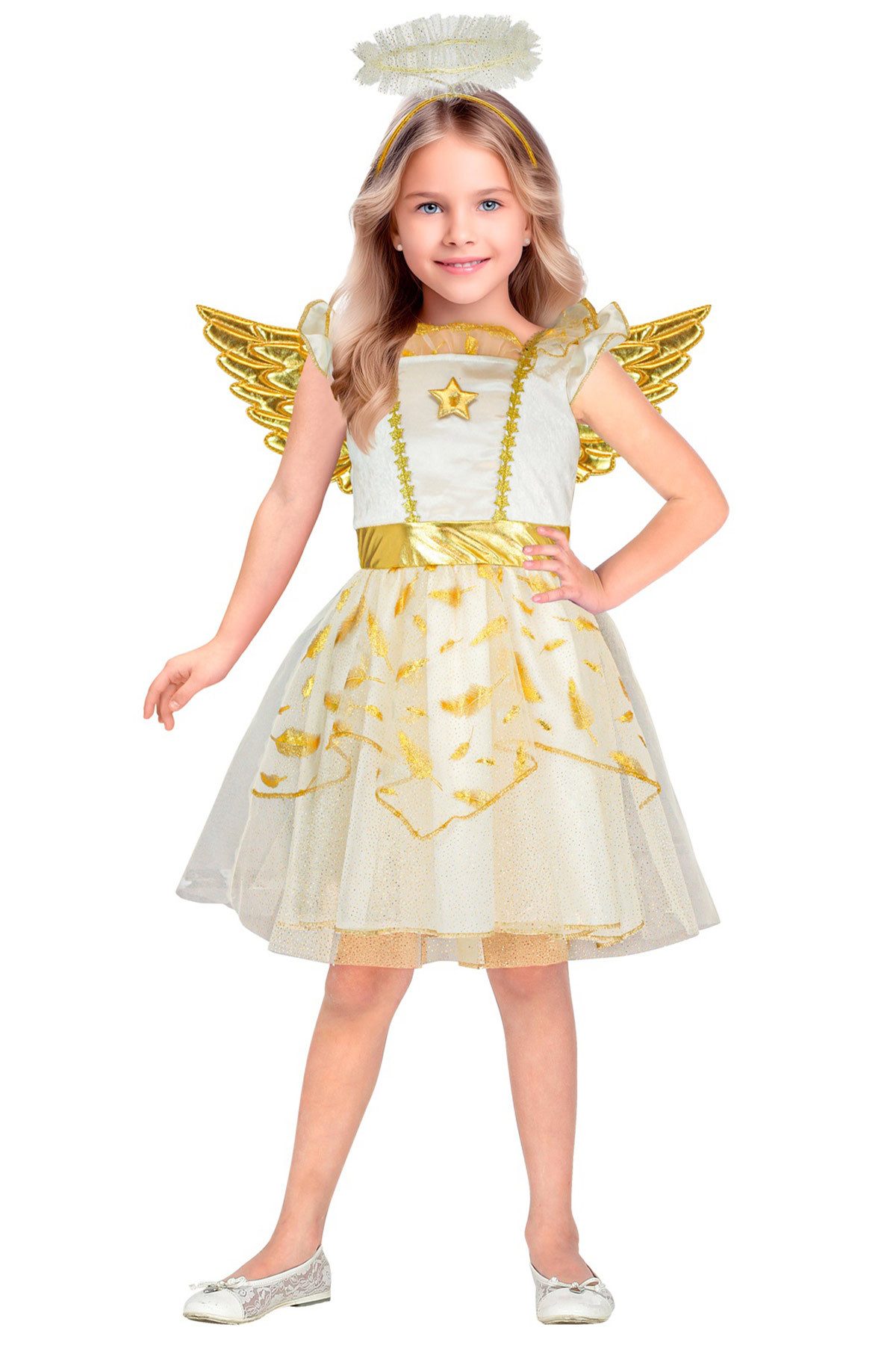 Widmann S.r.l. Engel-Kostüm Kostüm 'Engel' für Kinder Weiß Gold, Kleid, Flüge