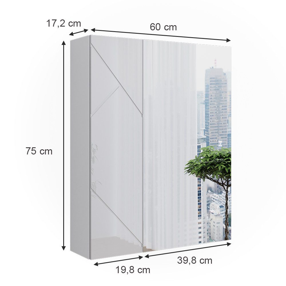 Vicco Badezimmerspiegelschrank Irma, Weiß Hochglanz, 60 x 75 cm (1-St)