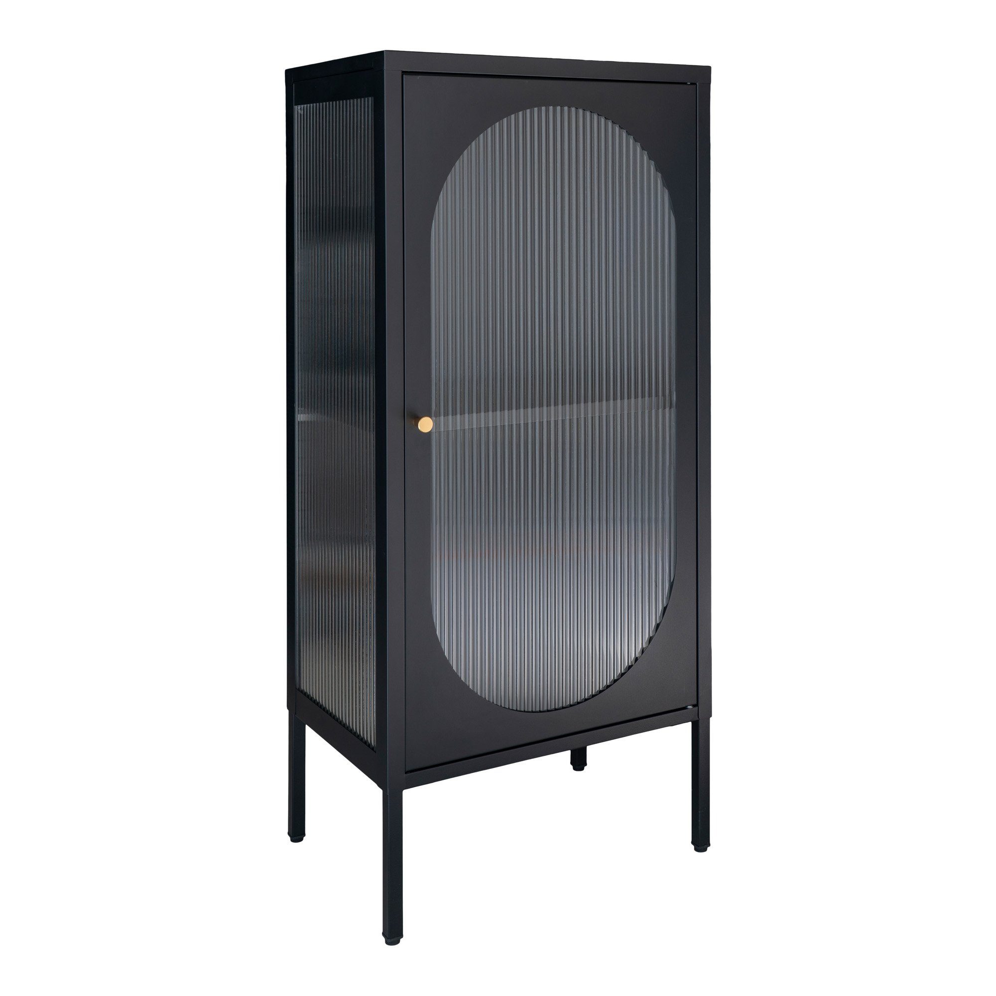 House Nordic Vitrine Adelaide Vitrinenschrank 1 Glastür schwarz.