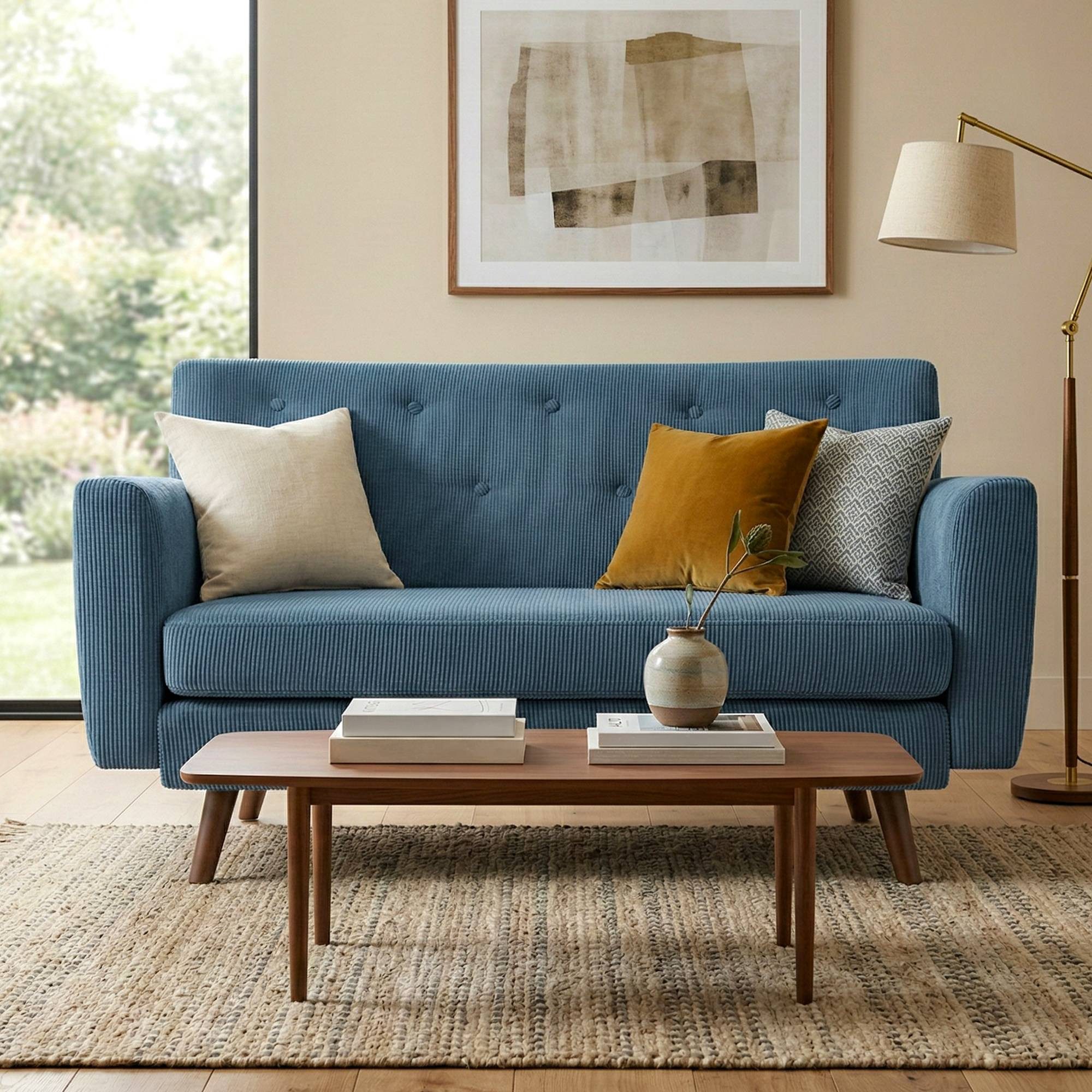 CLP Sofa Kioni, Cordbezug, Kautschukholz, bis 240 kg belastbar