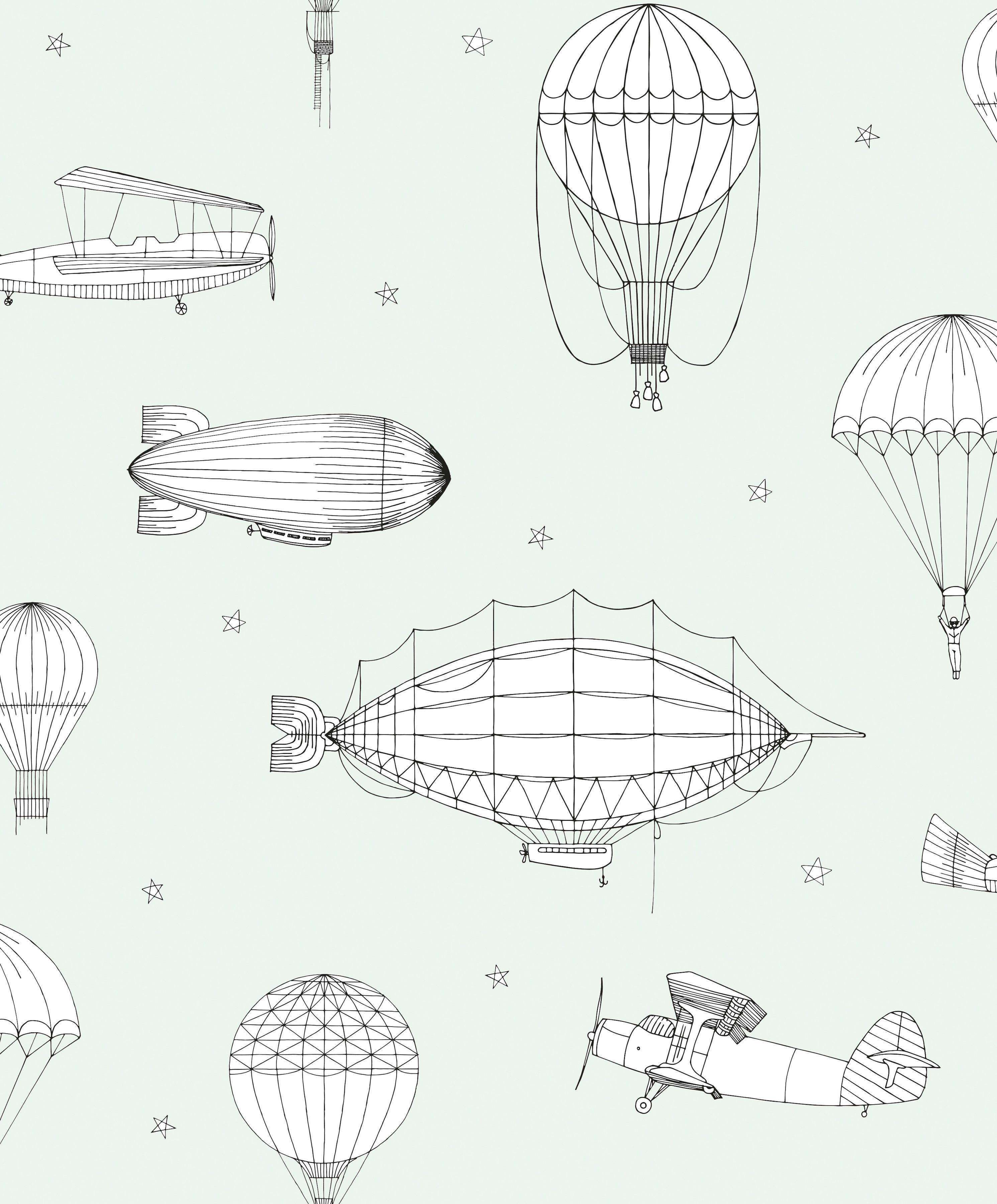 Marburg Kindertapete, Motiv, matt, (1 St), Zeppelin, Flugzeug, moderne Tapete für Wohnzimmer Schlafzimmer