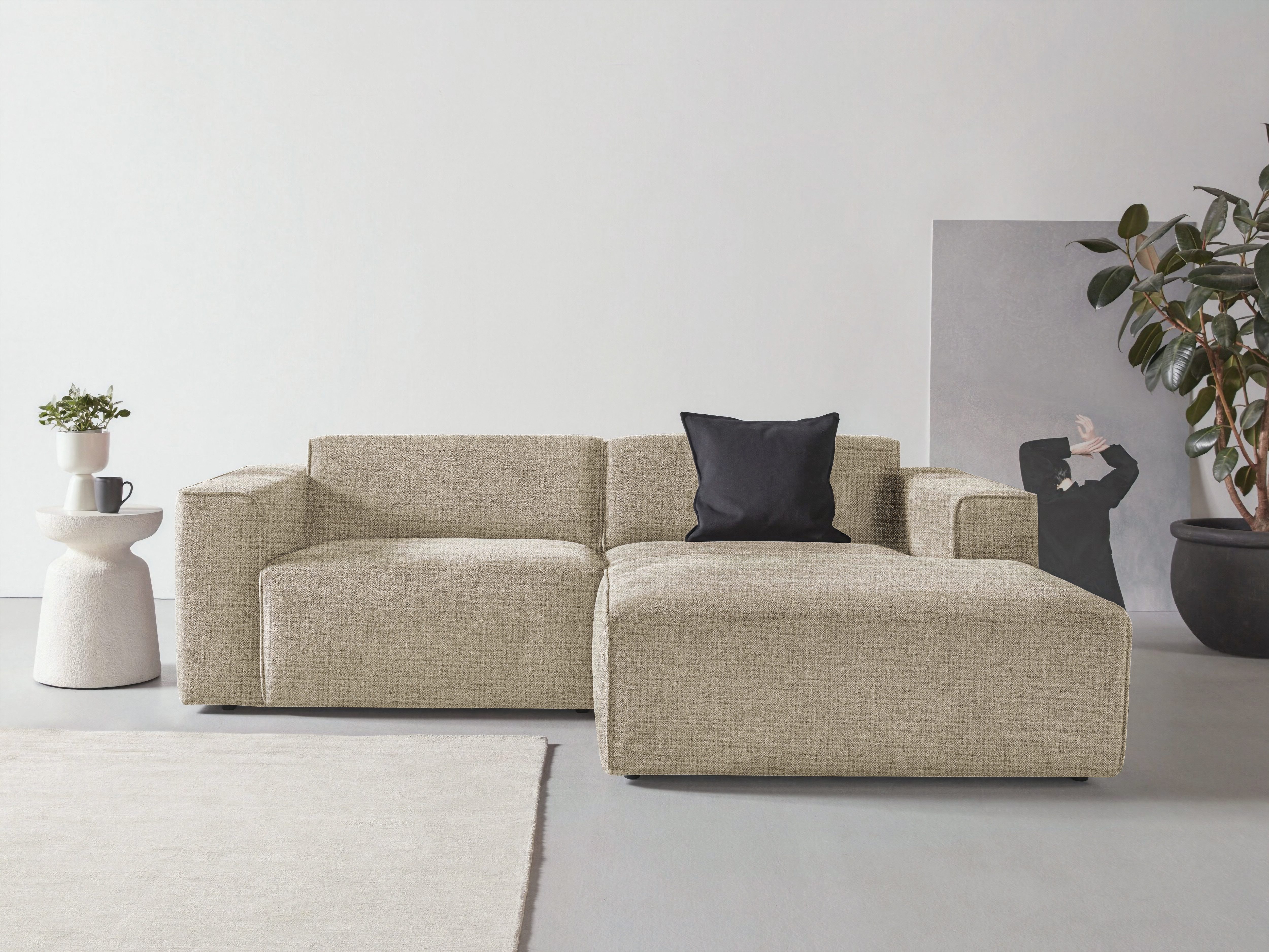 andas Ecksofa "Noord mit Kedernaht, Breite 234 cm", Cord, Struktur, Webstof günstig online kaufen