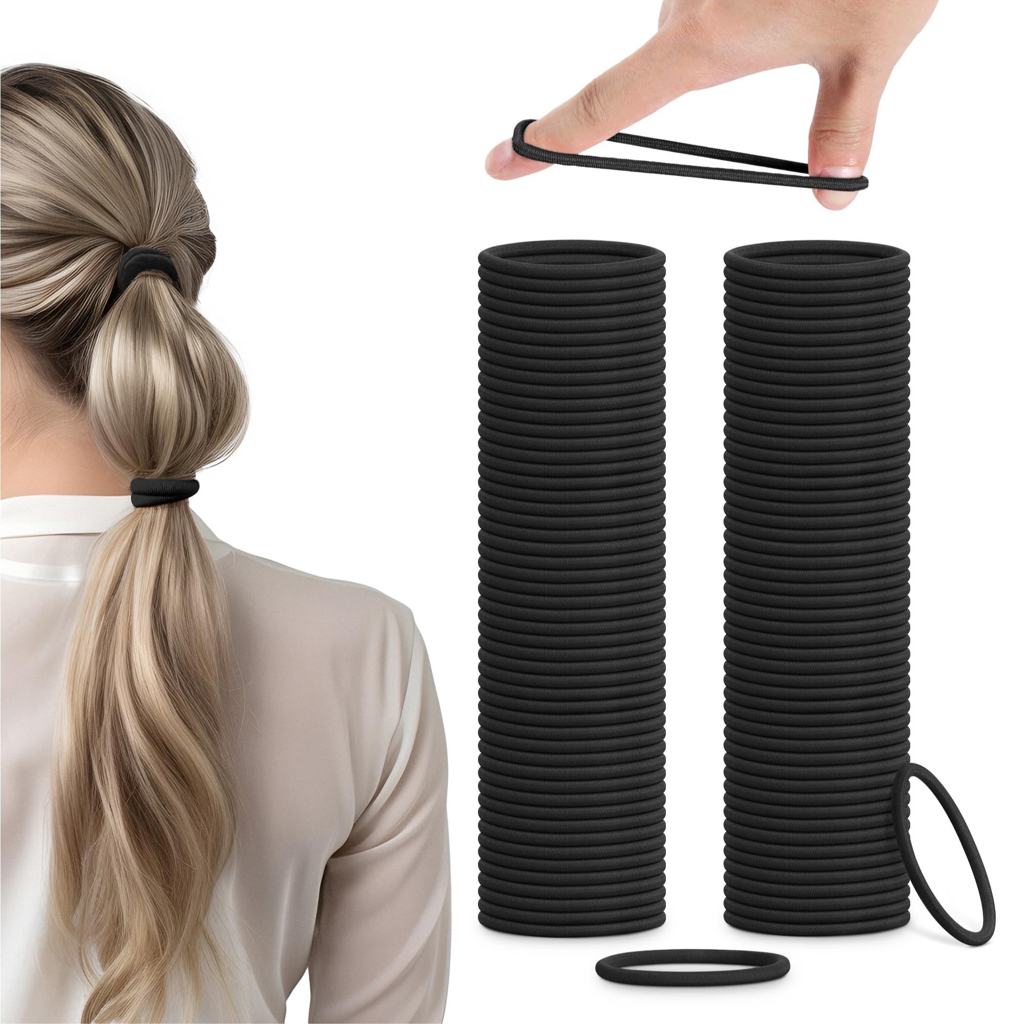 Haargummi Haargummi Set für Mädchen Damen und Herren schwarz - 100 Stück