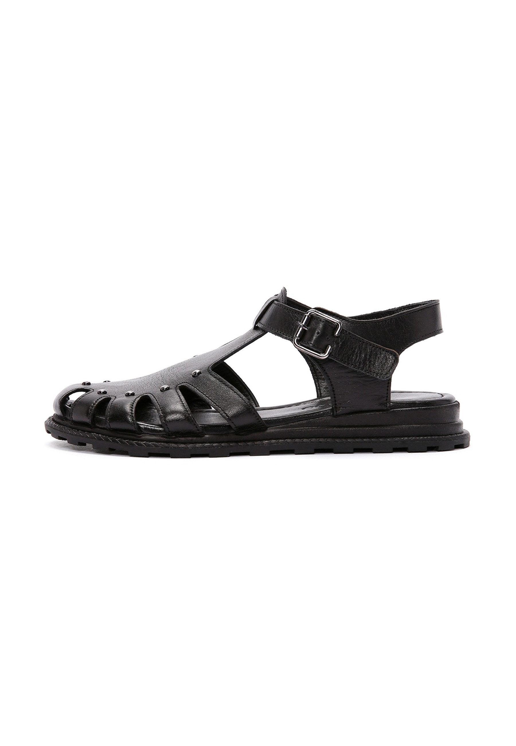 Derimod Sandalen aus Leder Sandale Echtes Leder, TPU-Sohle, Schnallenverschluss, Nietenverzierung