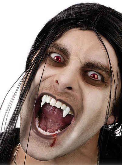 Fun World Kostüm Herausfahrbare Vampirzähne - Zahnblende aus Kunsts, Du entscheidest, wann die spitzen Zähne ausfahren!