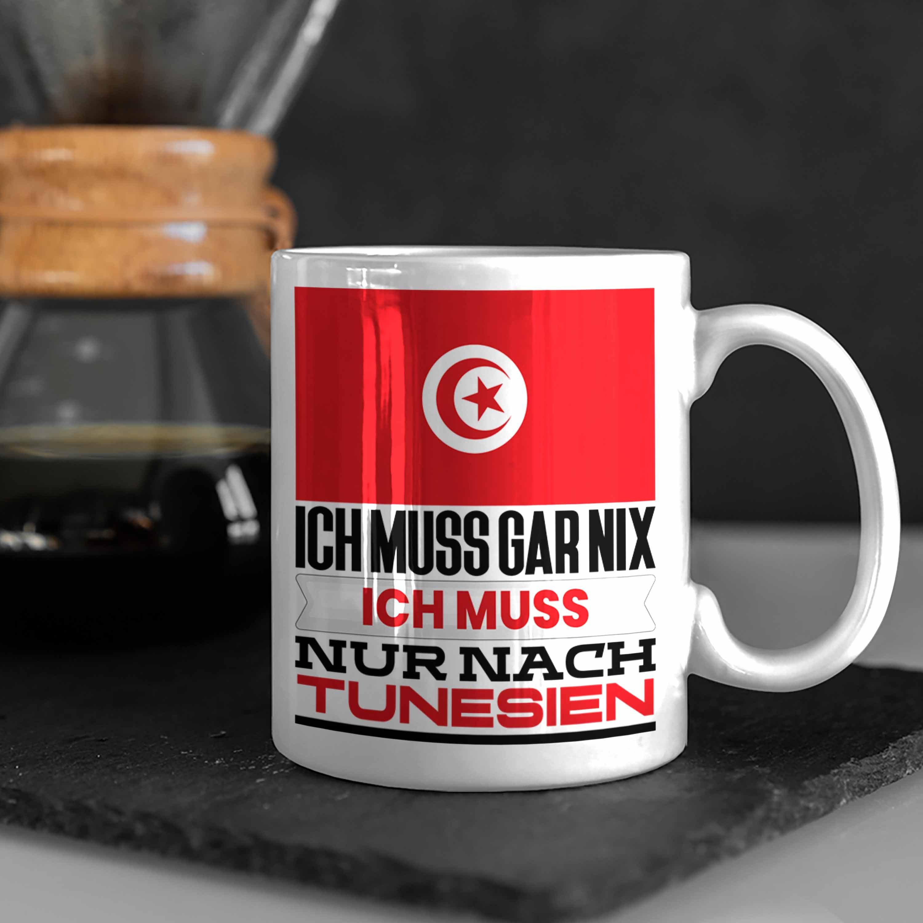 Trendation Tasse Tunesien Tunesen Geschenkidee Urlaub Geburtstag für Weiss Ich Geschenk Tasse
