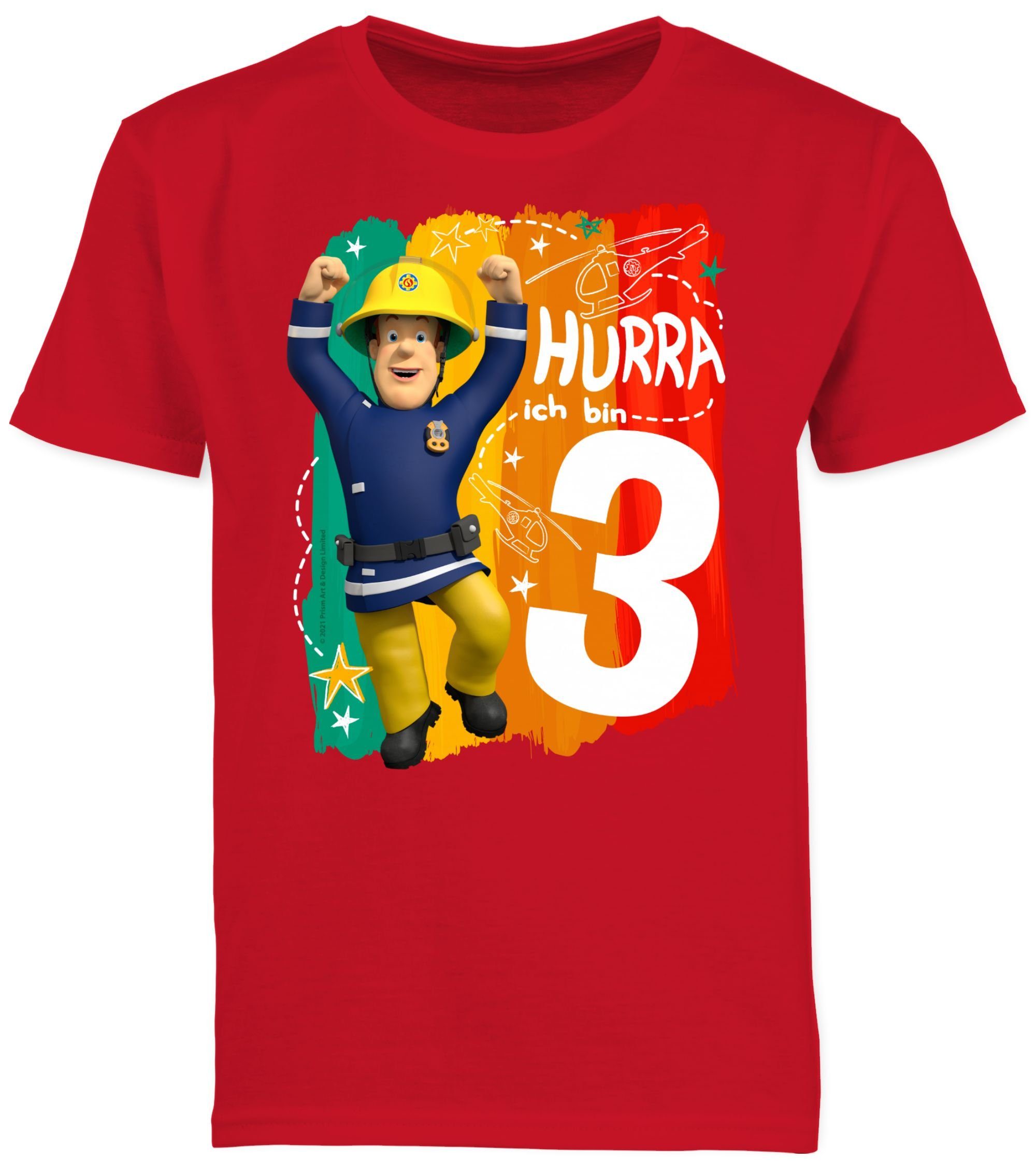 ich Hurra Drei Jungen T-Shirt Sam Shirtracer - Feuerwehrmann 02 Sam bin Rot