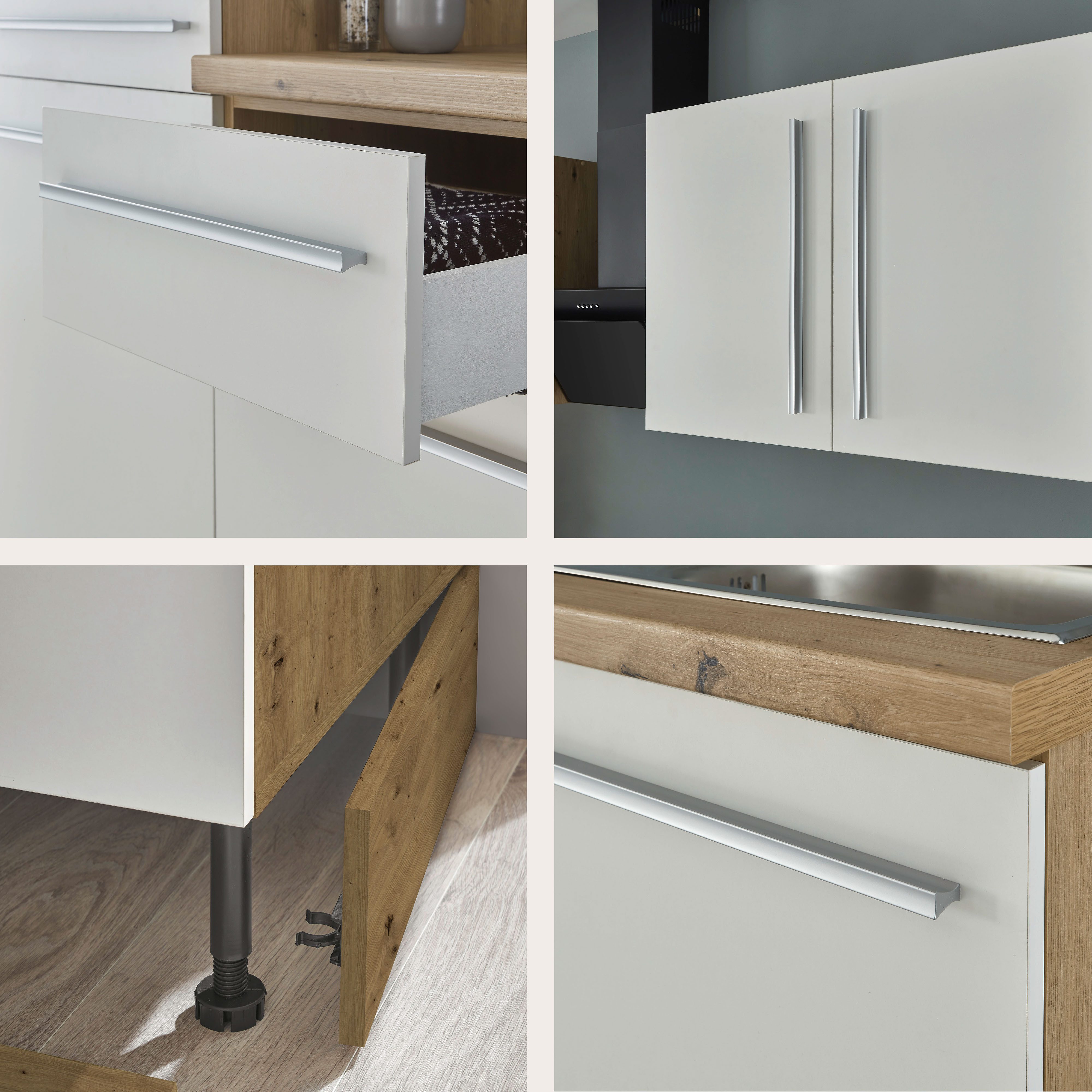 KOCHSTATION Küchenzeile Florida mit 38mm starker Arbeitsplatte, Breite 220 cm, wahlweise mit E-Geräten, Soft-Close-Funktion