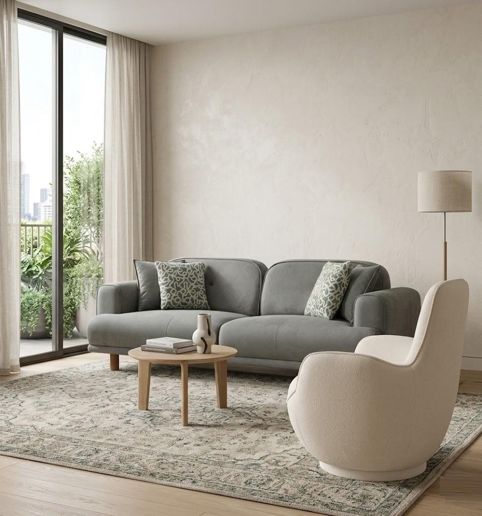 JVmoebel Polstergarnitur Sofa Sessel Grau Wohnzimmer modern bequem komfortabel, (2-tlg., 2-tlg)