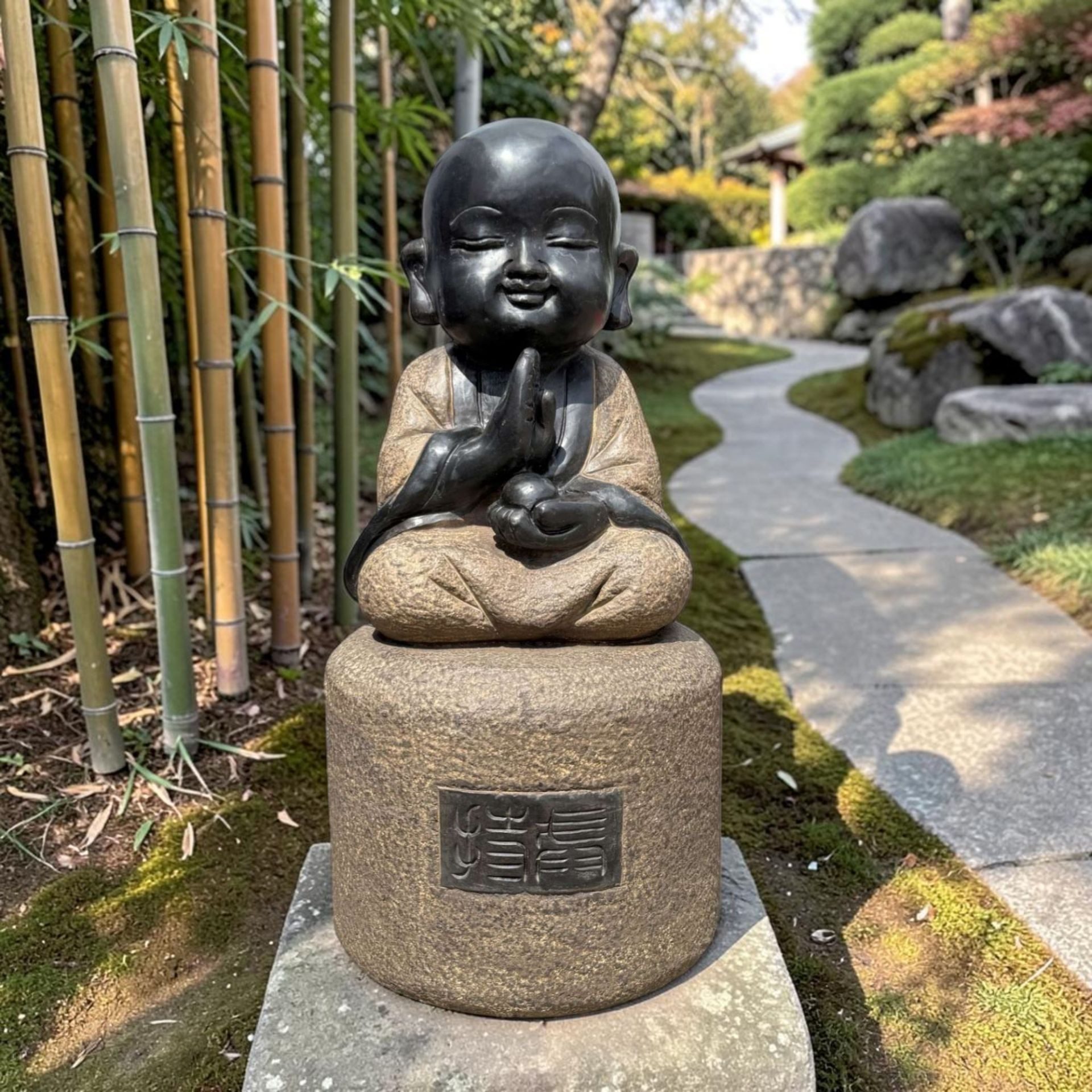Asien LifeStyle Buddhafigur Zen Mönch Garten Figur China 62 cm groß