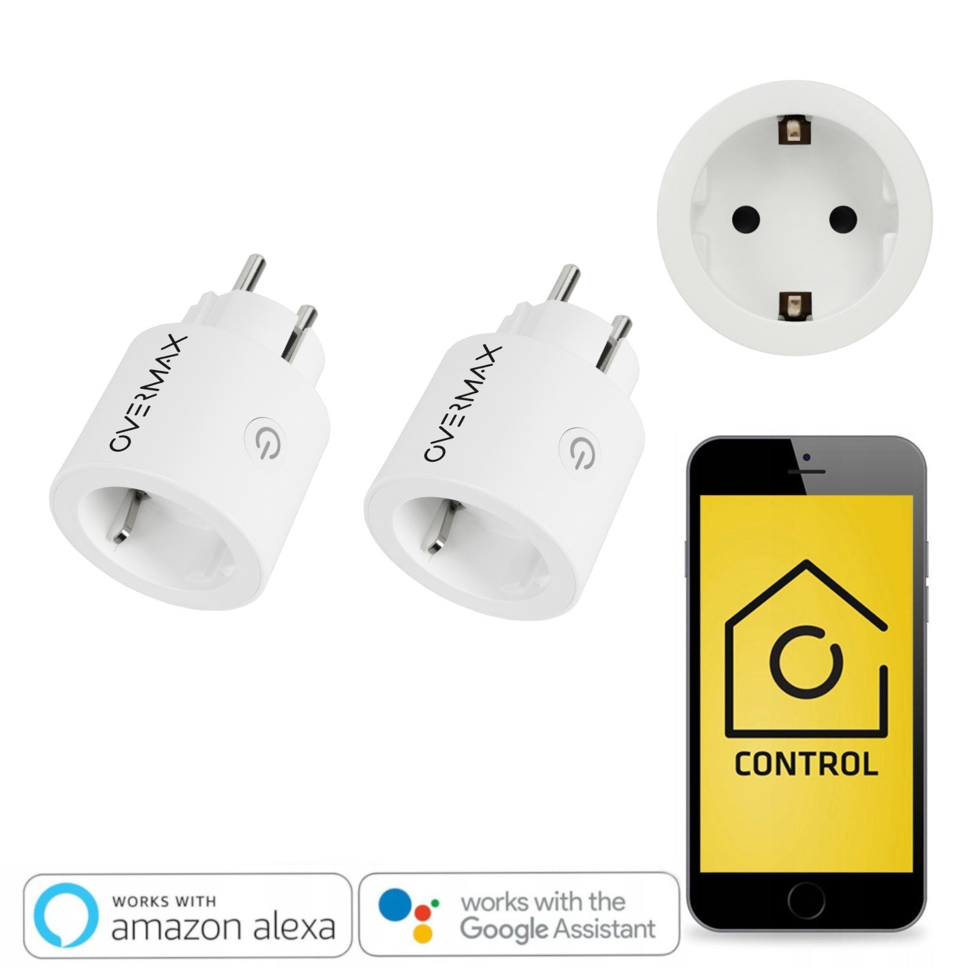 Overmax Steckdose FLOW CONTROL, Set, 2-St., Die intelligente Steckdose, Betriebszeitplan WiFi misst Energieverbrauch