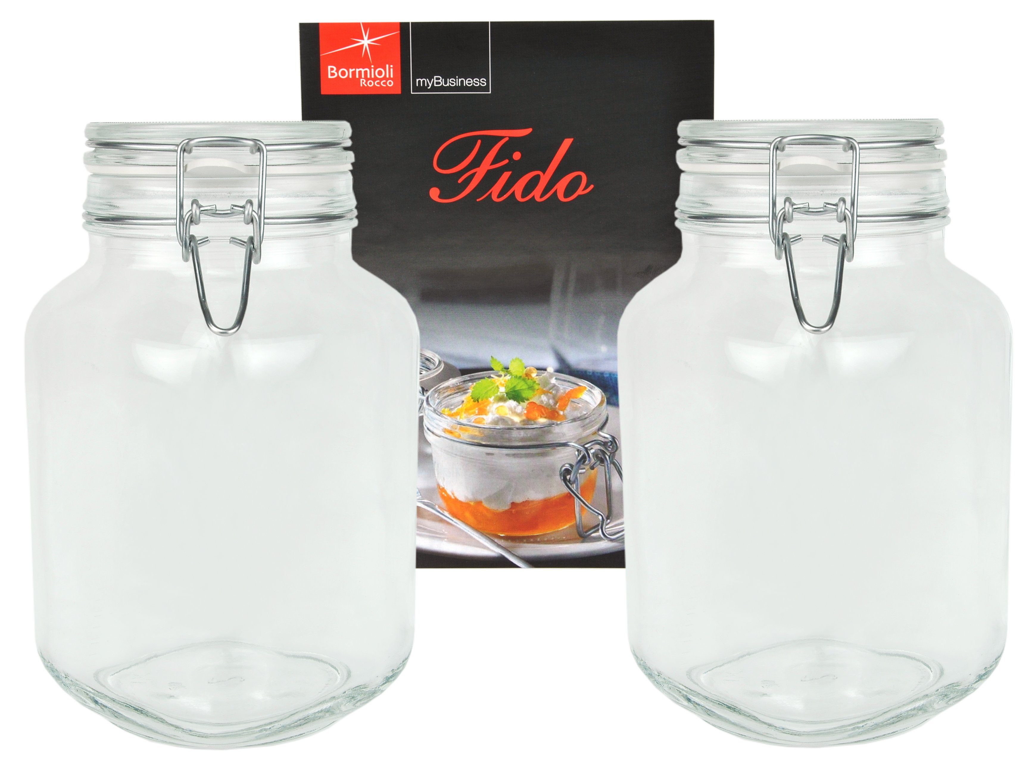 incl Rezeptheft, 2er Bügelverschluss Vorratsglas Fido Original MamboCat 3,0L Set Einmachglas Glas