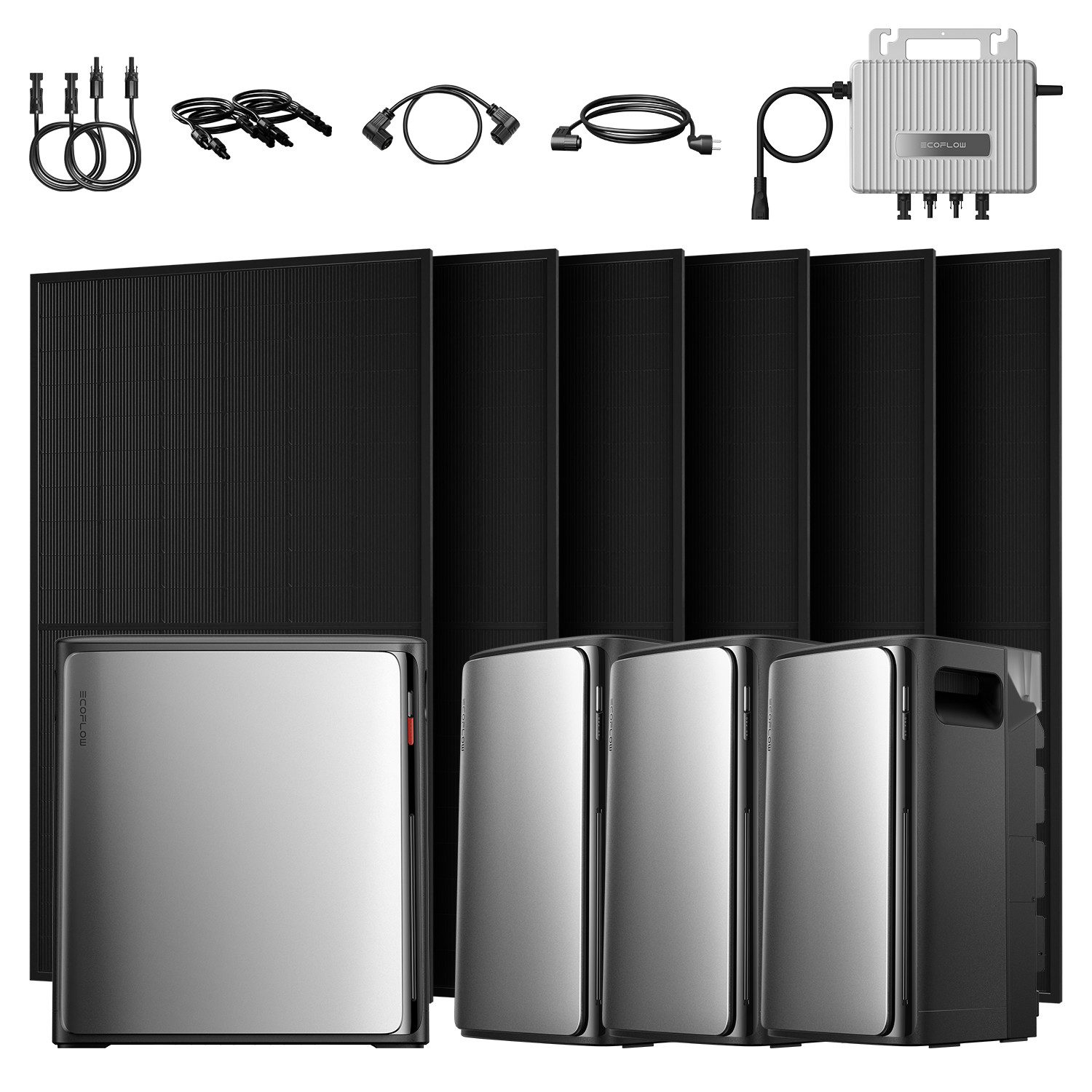 Ecoflow Balkonkraftwerk 3000W ECOFLOW STREAM Ultra X, AC Pro Speicher mit 800W Wechselrichter, (6x 500Wp und 800W Wechselrichter im Lieferumfang enthalten), 4 MPPT Solareingang mit integriertem Mikro-Wechselrichter