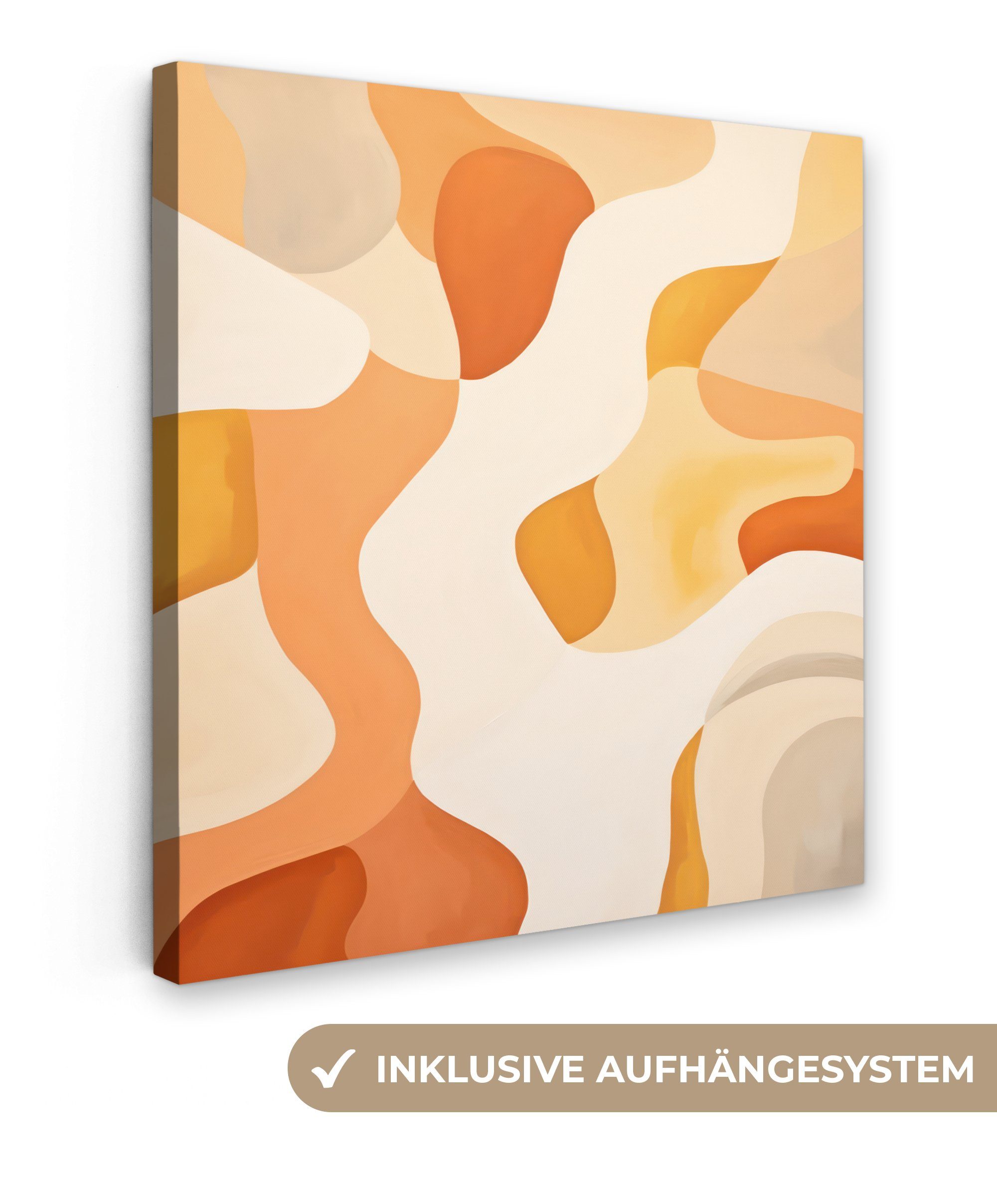 OneMillionCanvasses® Leinwandbild Orange - Abstrakt - Kunst, (1 St), Leinwand Bilder für Wohnzimmer Schlafzimmer, 20x20 cm