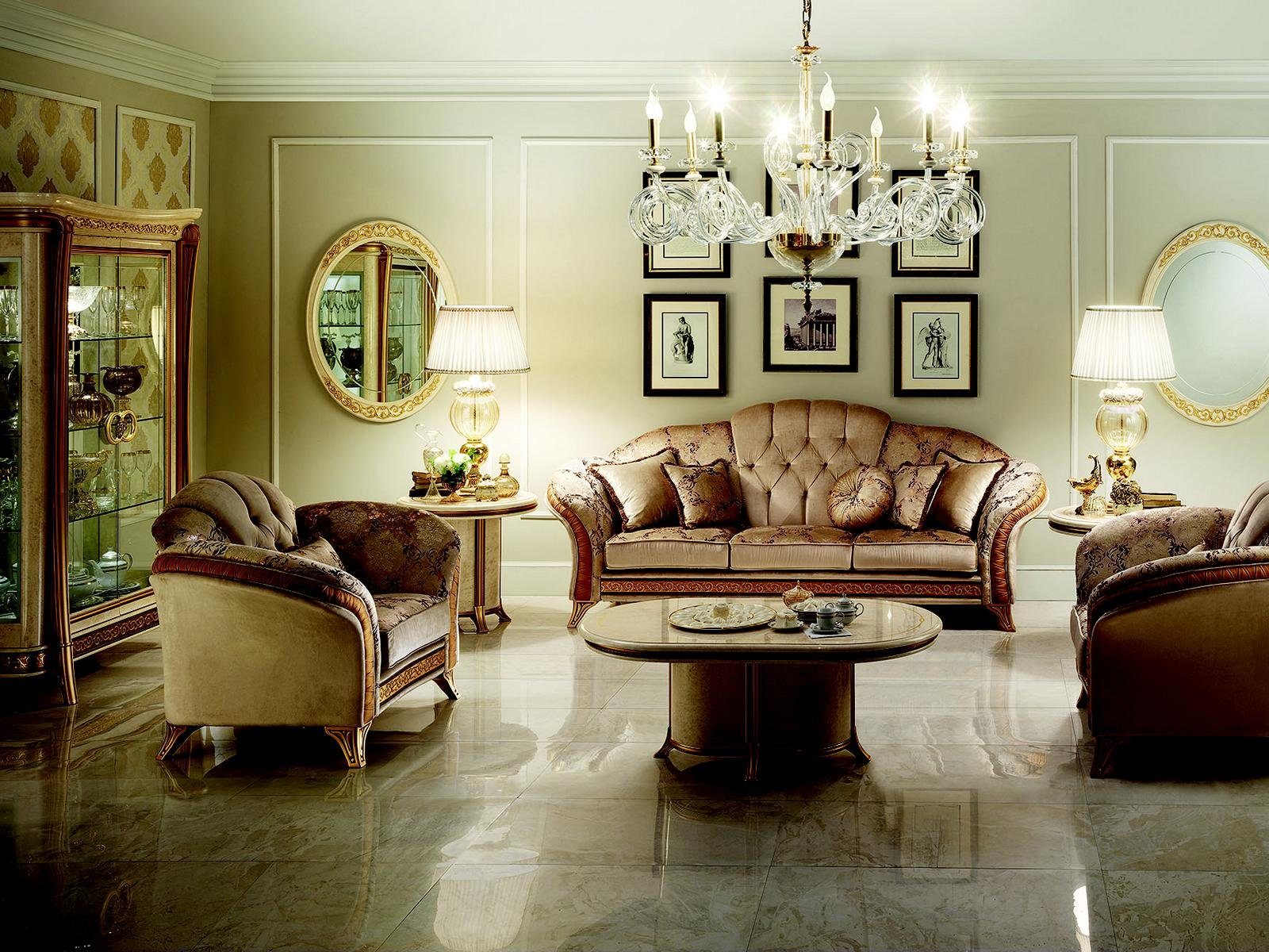 JVmoebel Wohnzimmer-Set, Luxus Klasse 2+1 Italienische Möbel Sofagarnitur Couch Sofa arredoclassic™ Neu