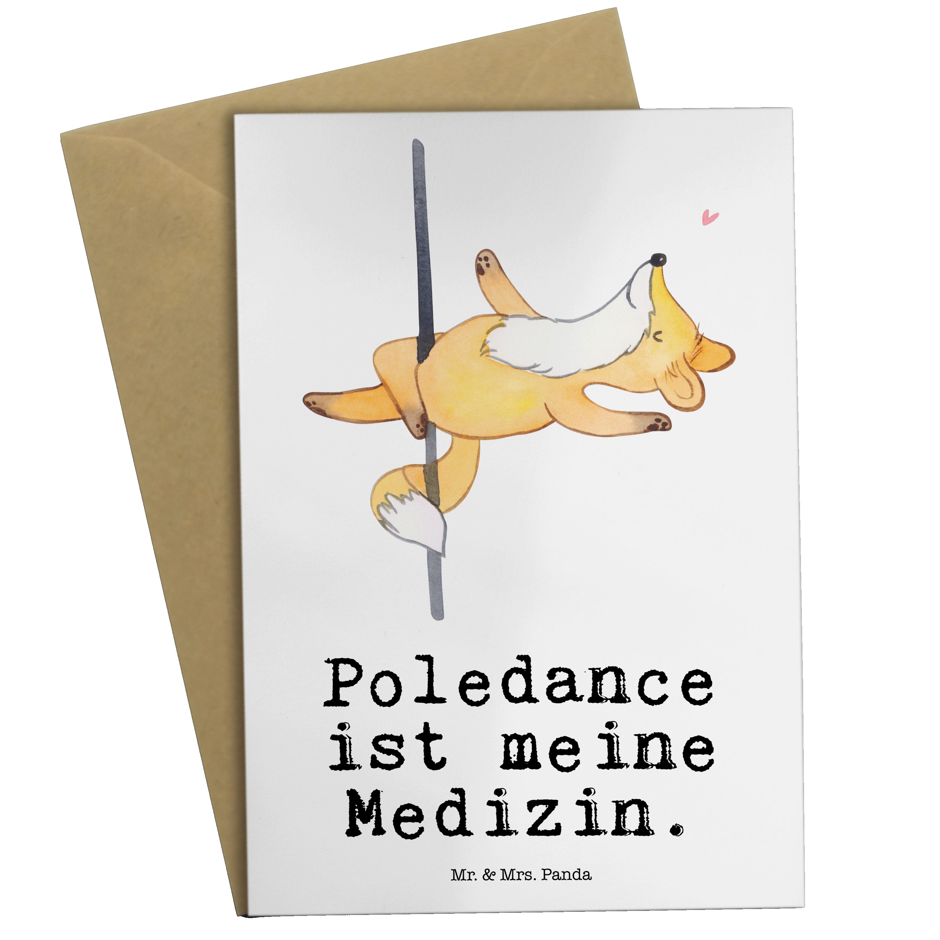 Mr. & Mrs. Panda Grußkarte Fuchs Poledance Medizin - Weiß - Geschenk, Tanzen, Sport, Hobby, Einl