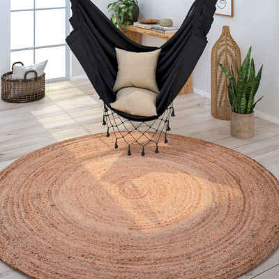 Teppich Viborg 595, Paco Home, rund, Höhe: 13 mm, Jute, Modern, Boho, Handgefertigter Natur-Teppich