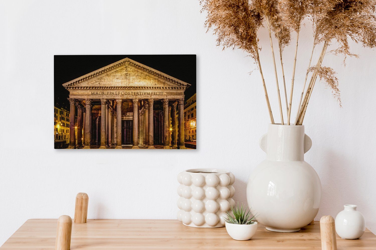(1 Leinwandbilder, 30x20 Wanddeko, OneMillionCanvasses® Aufhängefertig, Leinwandbild Wandbild - cm - St), Nacht Pantheon, Rom