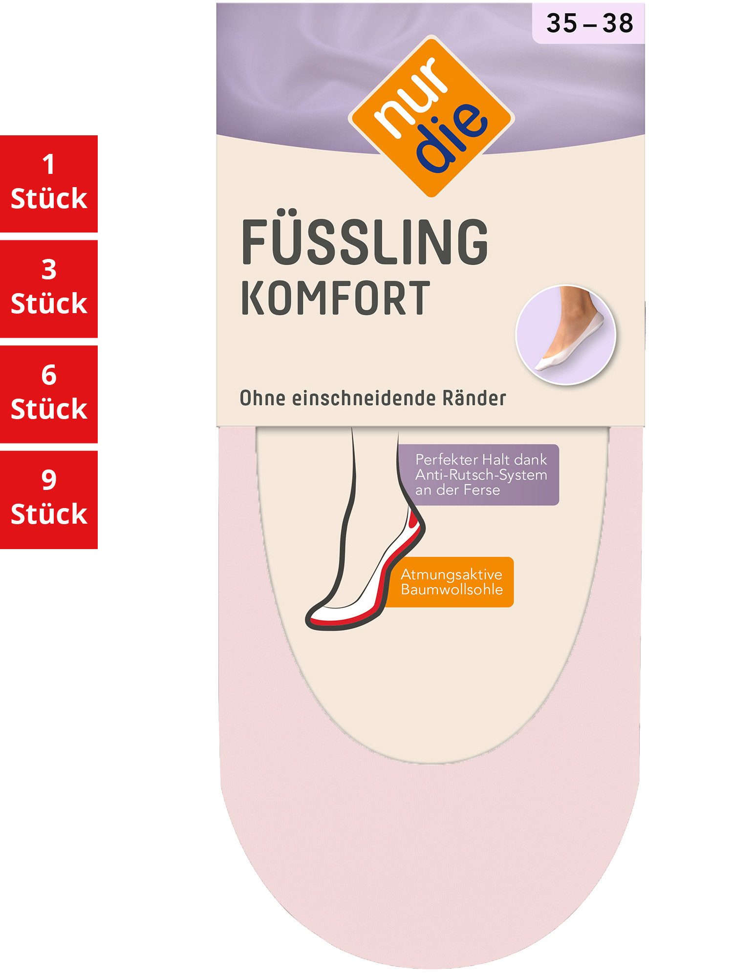 Nur Die Füßlinge Füssli Komfort Damen (1er/3er/6er/9er Pack, 1-Paar) sneaker-socken strumpf strümpfe