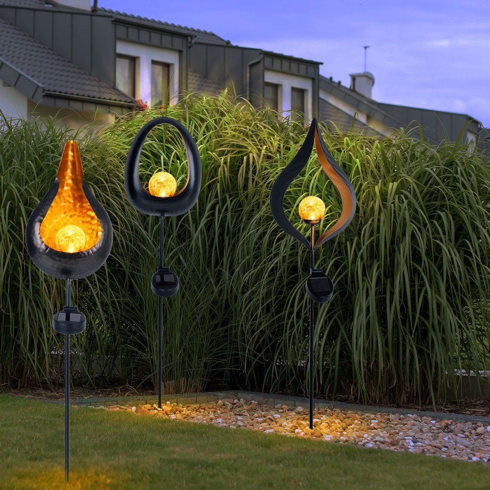 etc-shop LED Solarleuchte, LED-Leuchtmittel fest verbaut, Warmweiß, Solarleuchte Flamme Garten Solarstab für Außen Solar Deko für