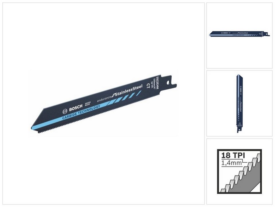 EHM Stainless Stichsägeblatt 1022 Endurance Säbelsägeblatt for 200mm Steel S (26086 Bosch Professional