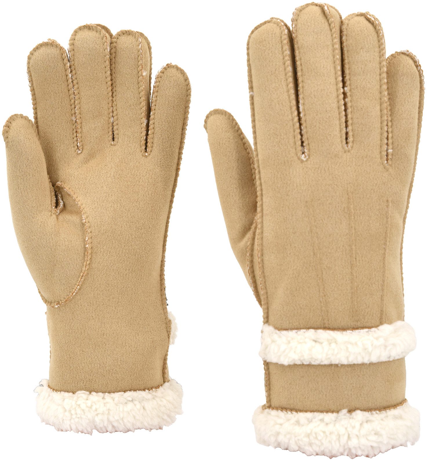 styleBREAKER Fleecehandschuhe Handschuhe Wildleder Optik mit Teddyfleece (1-St)