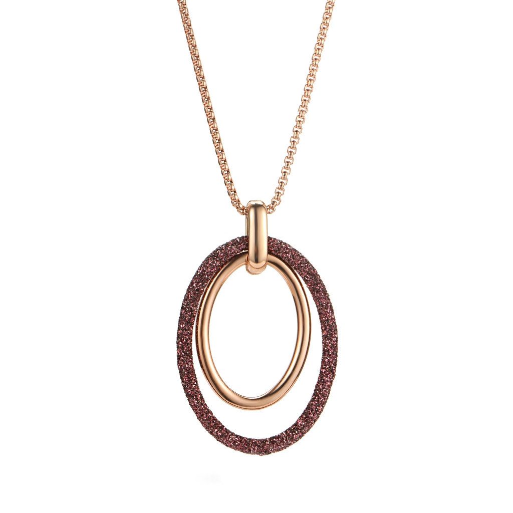 Kingka Kette mit Anhänger Damen Edelstahl roségold veredelt Anhänger Oval, mit Mineralpulverbeschichtung, wir brauchen Platz SALE