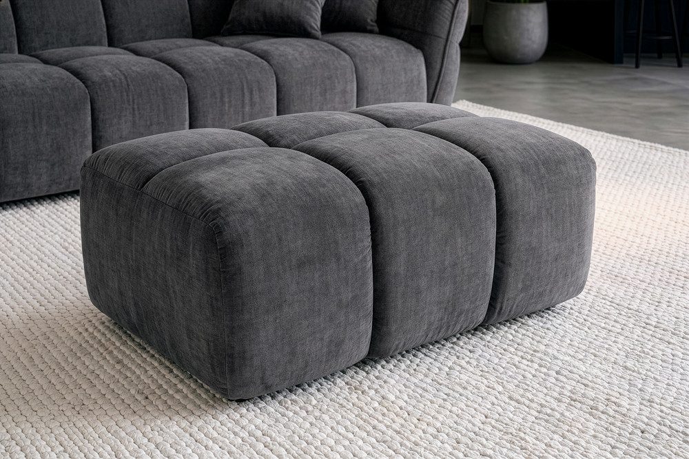 riess-ambiente Fußhocker CLOUD 100cm grau - Vogue Samt, Federkern, Ziersteppung, Polster, weich (Einzelartikel, 1 St), Fußhocker passend zu Sofa - ideal für moderne Wohn- und Esszimmer
