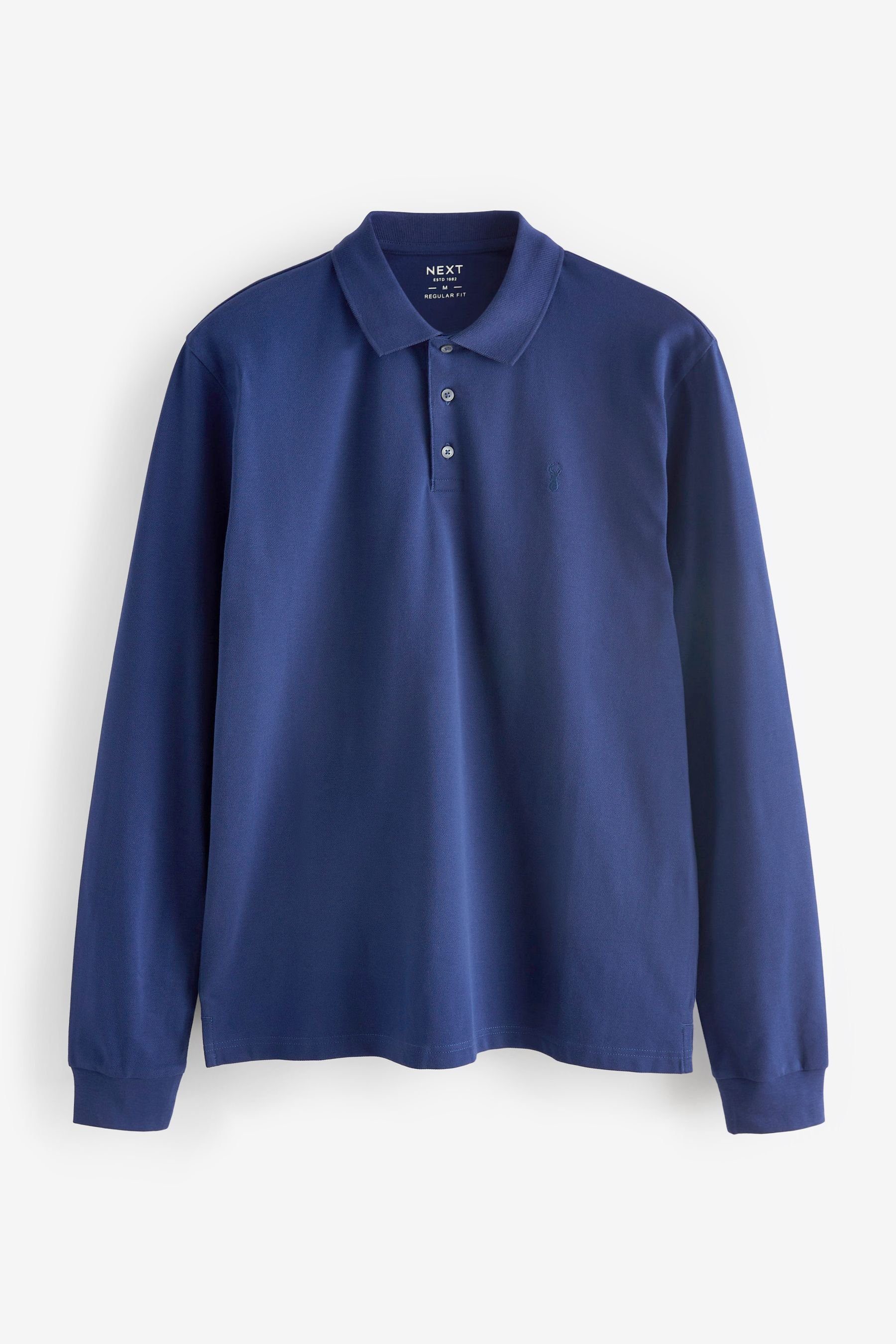 Next Langarm-Poloshirt Langärmeliges Blue (1-tlg) Pikee-Poloshirt Navy