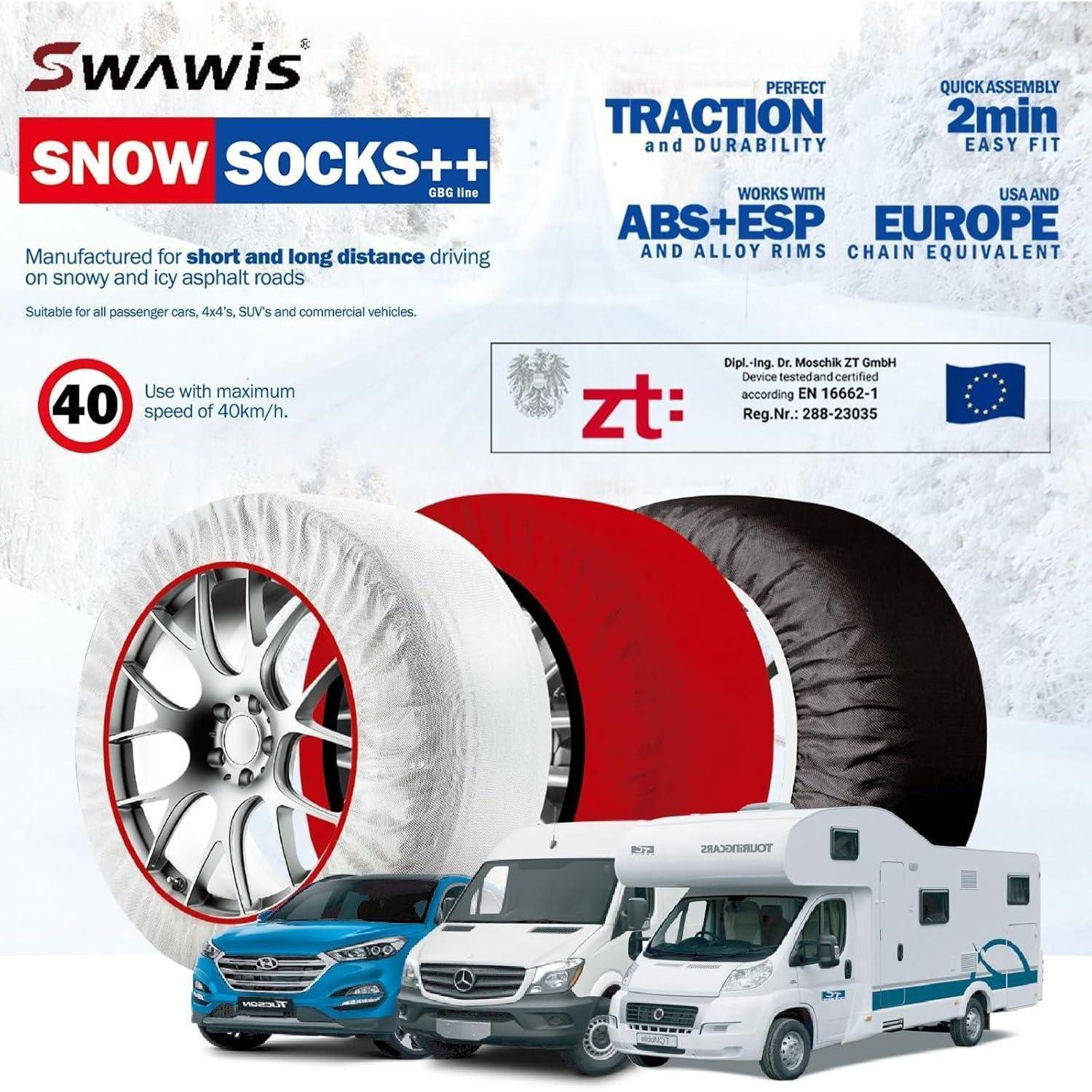 LuxusKollektion Schneeketten Schneesocken Auto EN16662-1 Textil XL R14-R22 abriebfest