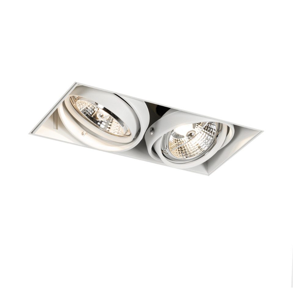 Qazqa LED Einbaustrahler Oneon trimless 70, ohne Leuchtmittel, GU10, Weiß, Modern, Stahl, 2-flammig