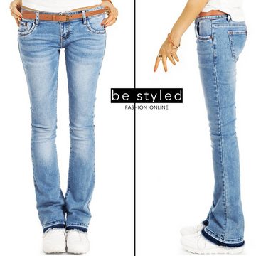 be styled Bootcut-Jeans Damen Hüftjeans, Schlaghosen mit offenem Saum, low waist j40g-2