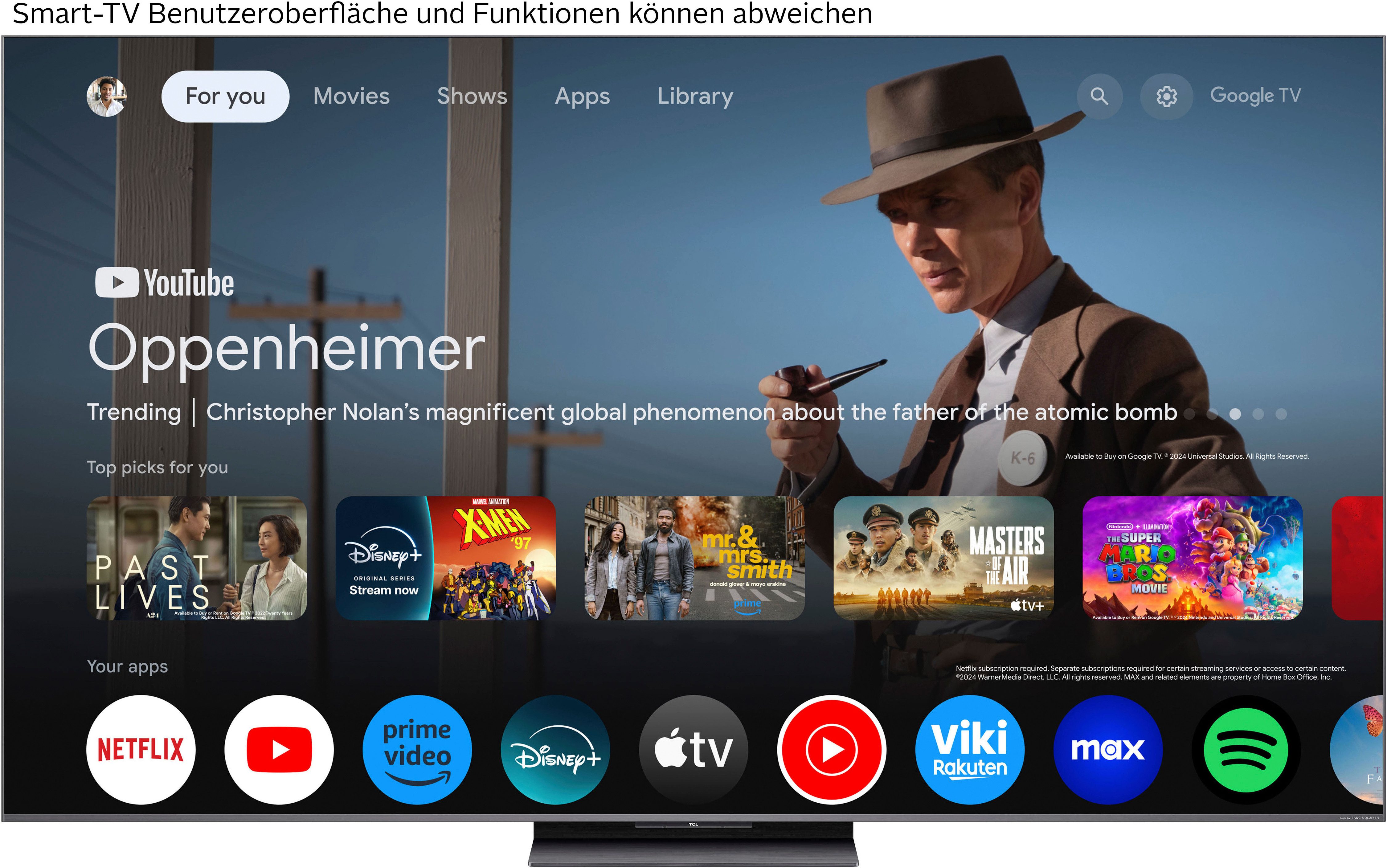 TCL 75Q8CX7 Mini-LED-Fernseher (189 cm/75 Zoll, 4K Ultra HD, Google TV, Smart-TV, Audio von Bang & Olufsen, Smart TV, Apple TV, 144Hz, 4K, Dolby Vision)