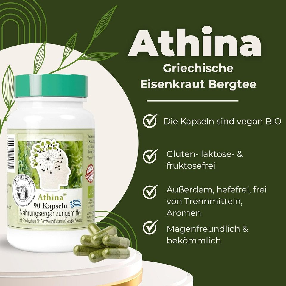 Athina Griechische Eisenkraut Bergtee Bio Kapseln, 45 g